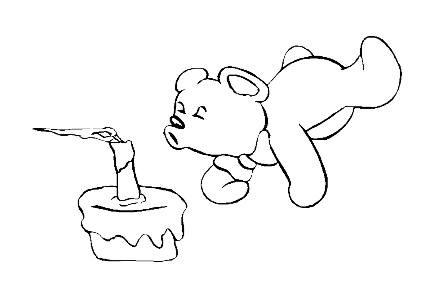  Ursinho olhando um bolo 