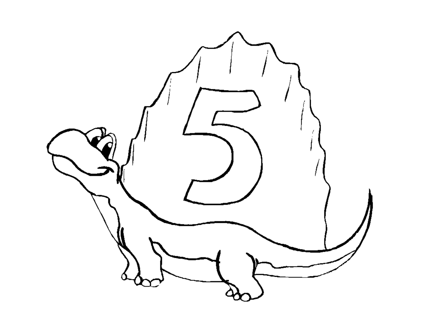  Dinossauro com o número cinco no topo 