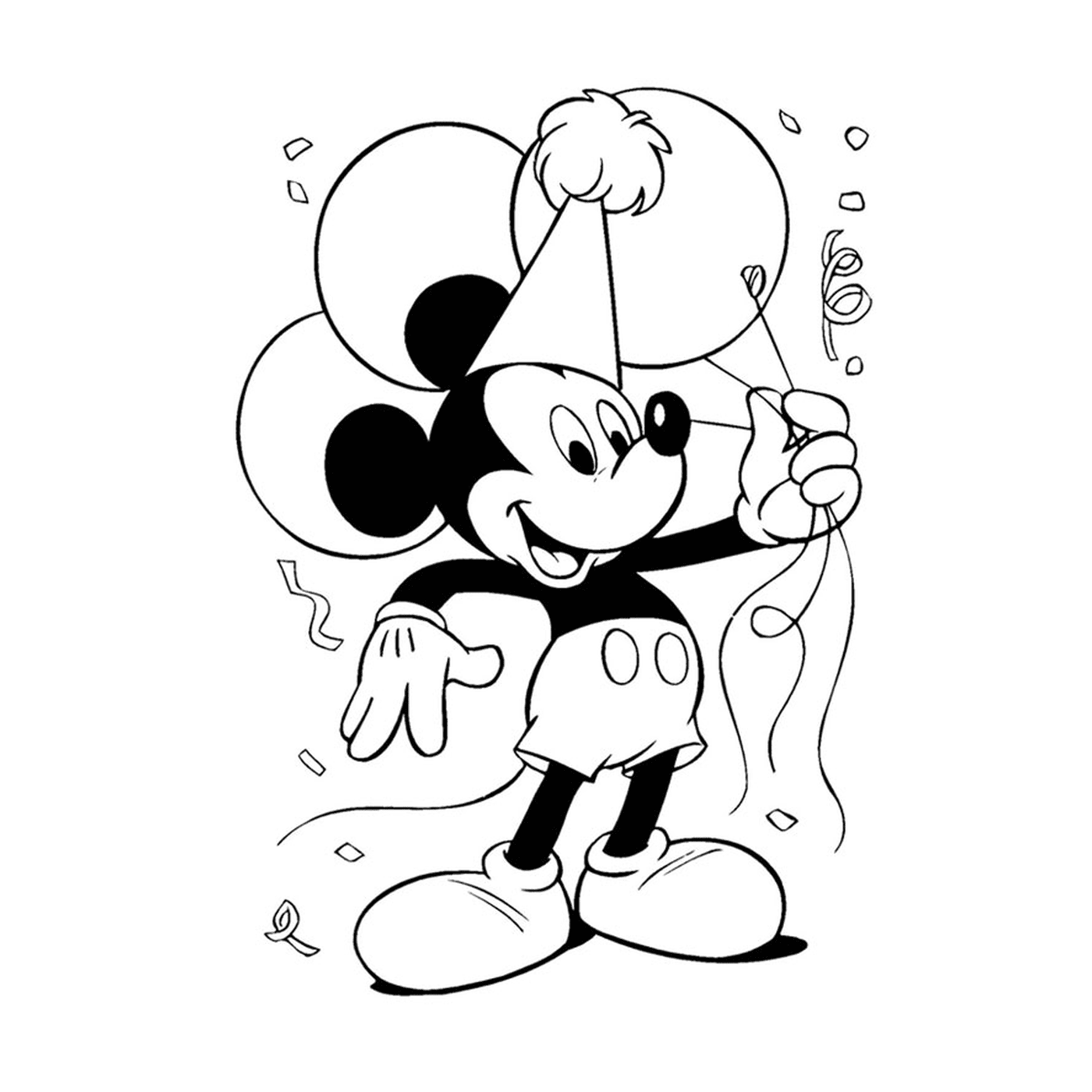  Mickey Mouse segurando balões 