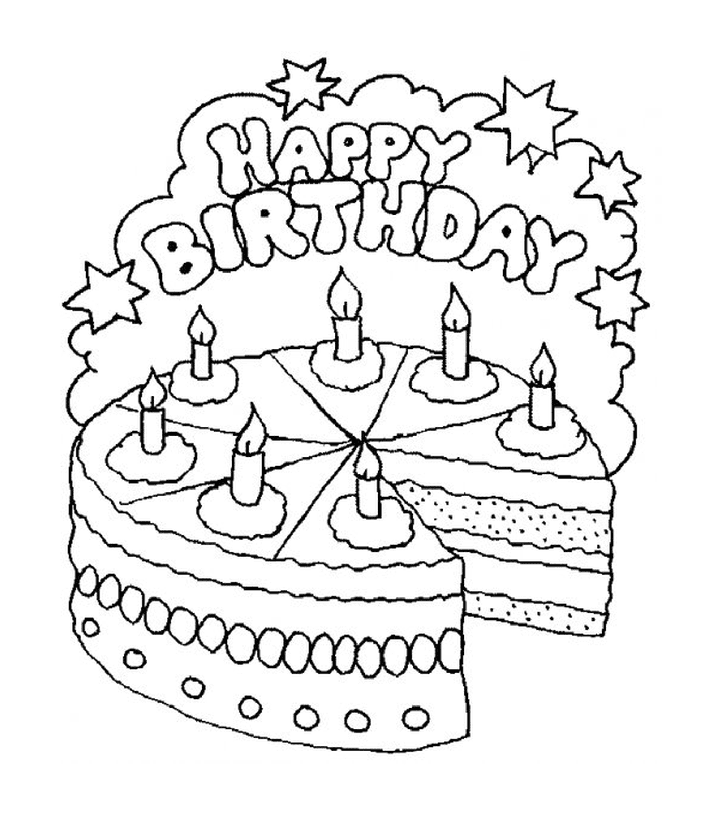  Um bolo de aniversário com seis velas 