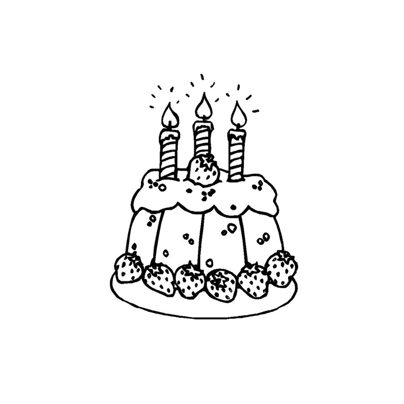  um bolo com três velas acesas 