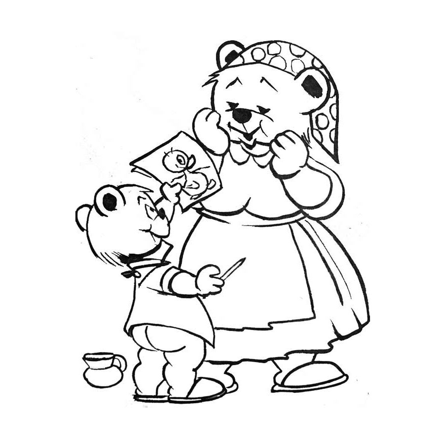  um urso adulto e um filhote 