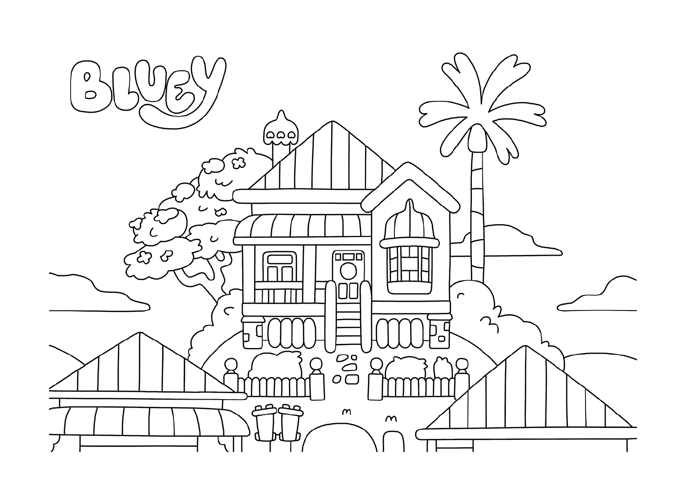  Uma casa com uma palmeira no fundo 