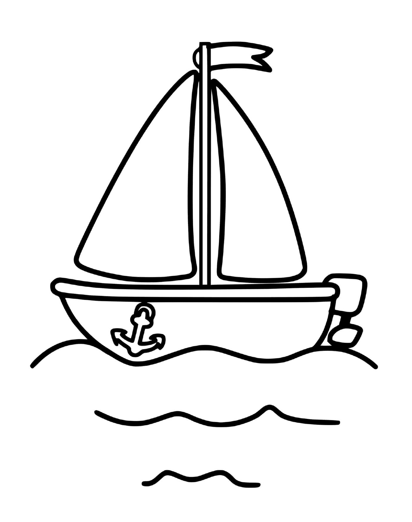  Um veleiro é mostrado em um desenho 
