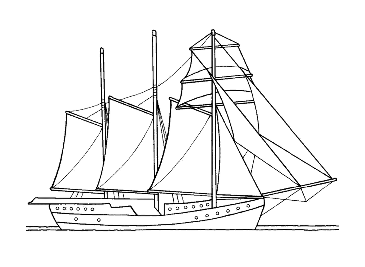  一艘三波帆船 