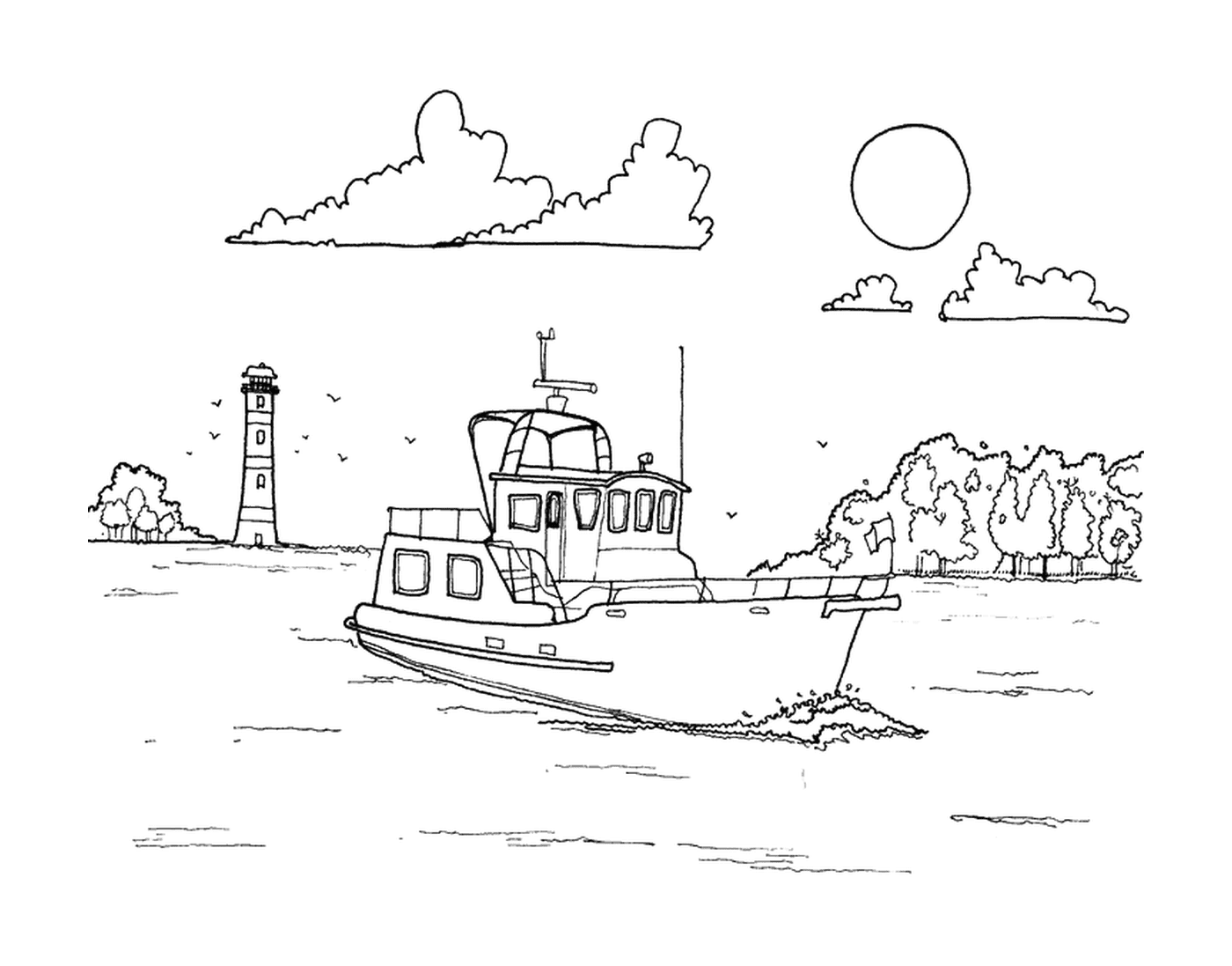  Um barco que volta para o porto 