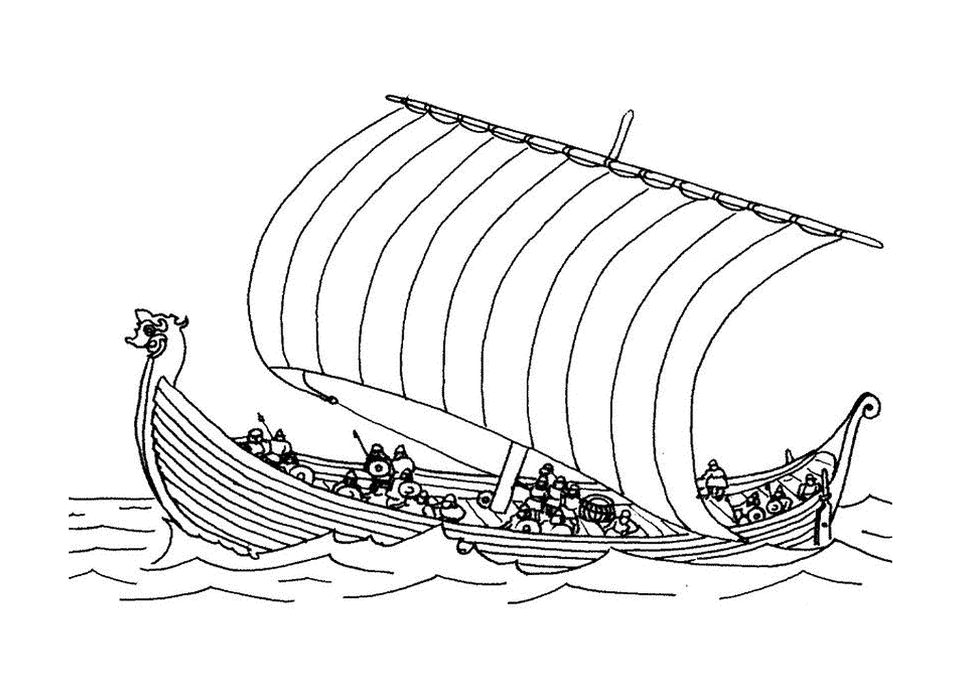  Um barco drakkar na água 