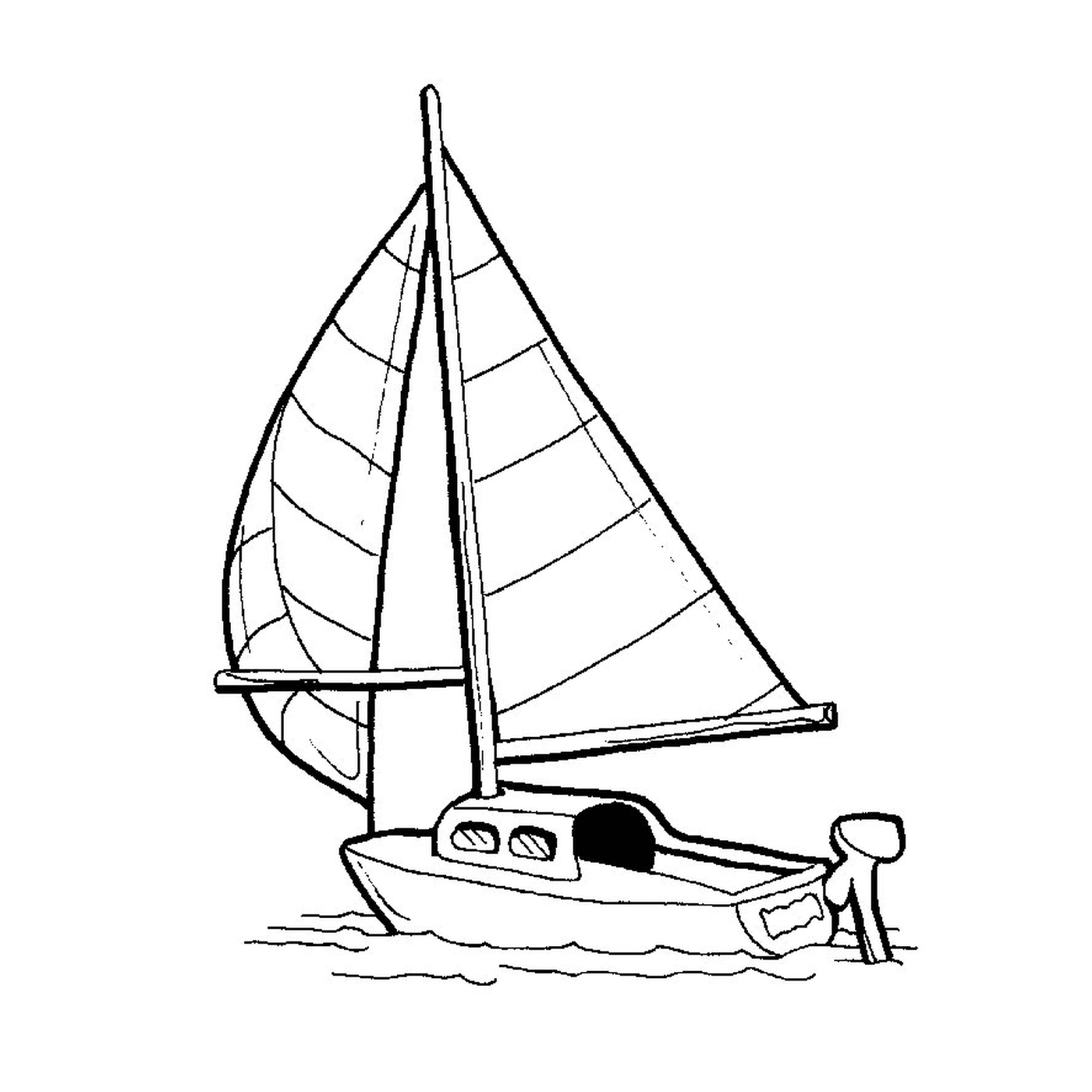  Um barco de corrida é mostrado em um desenho 