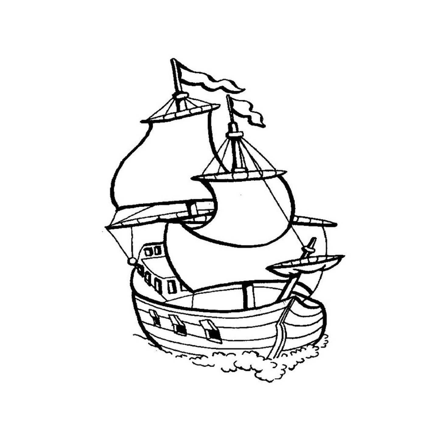  Um veleiro velho na água 