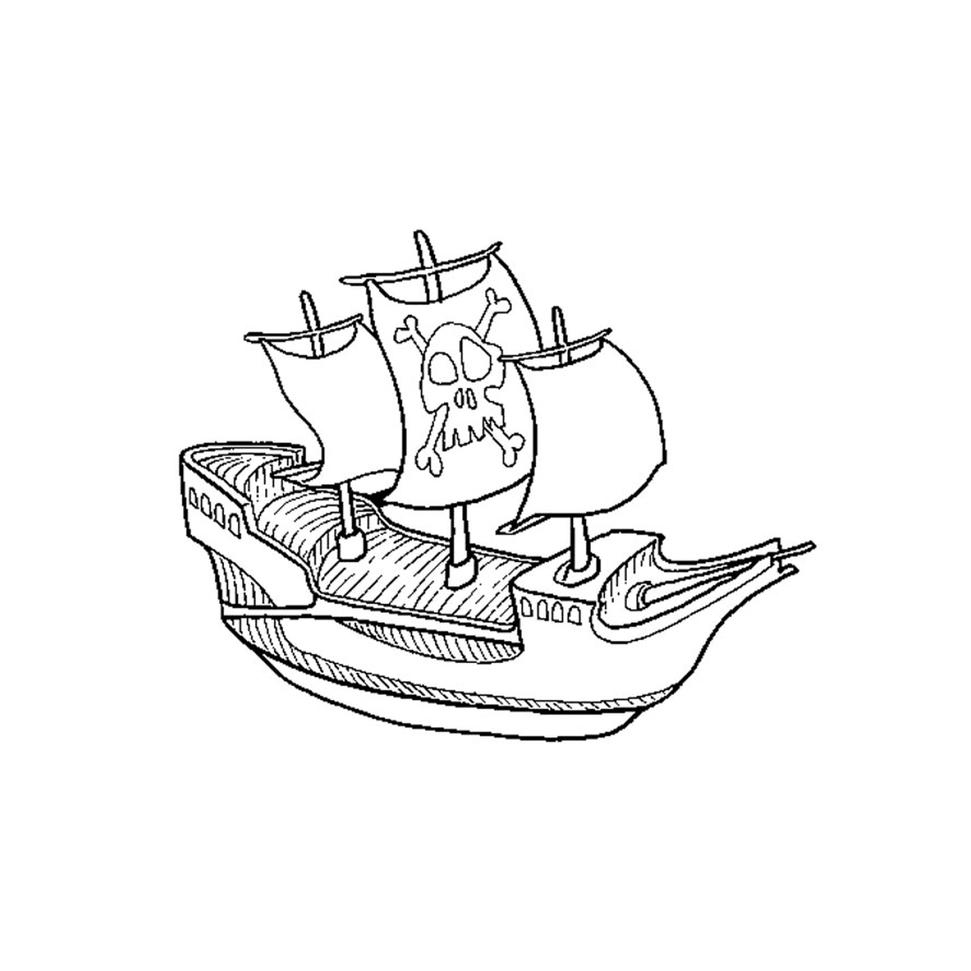  Barco pirata com cabeça de morte 