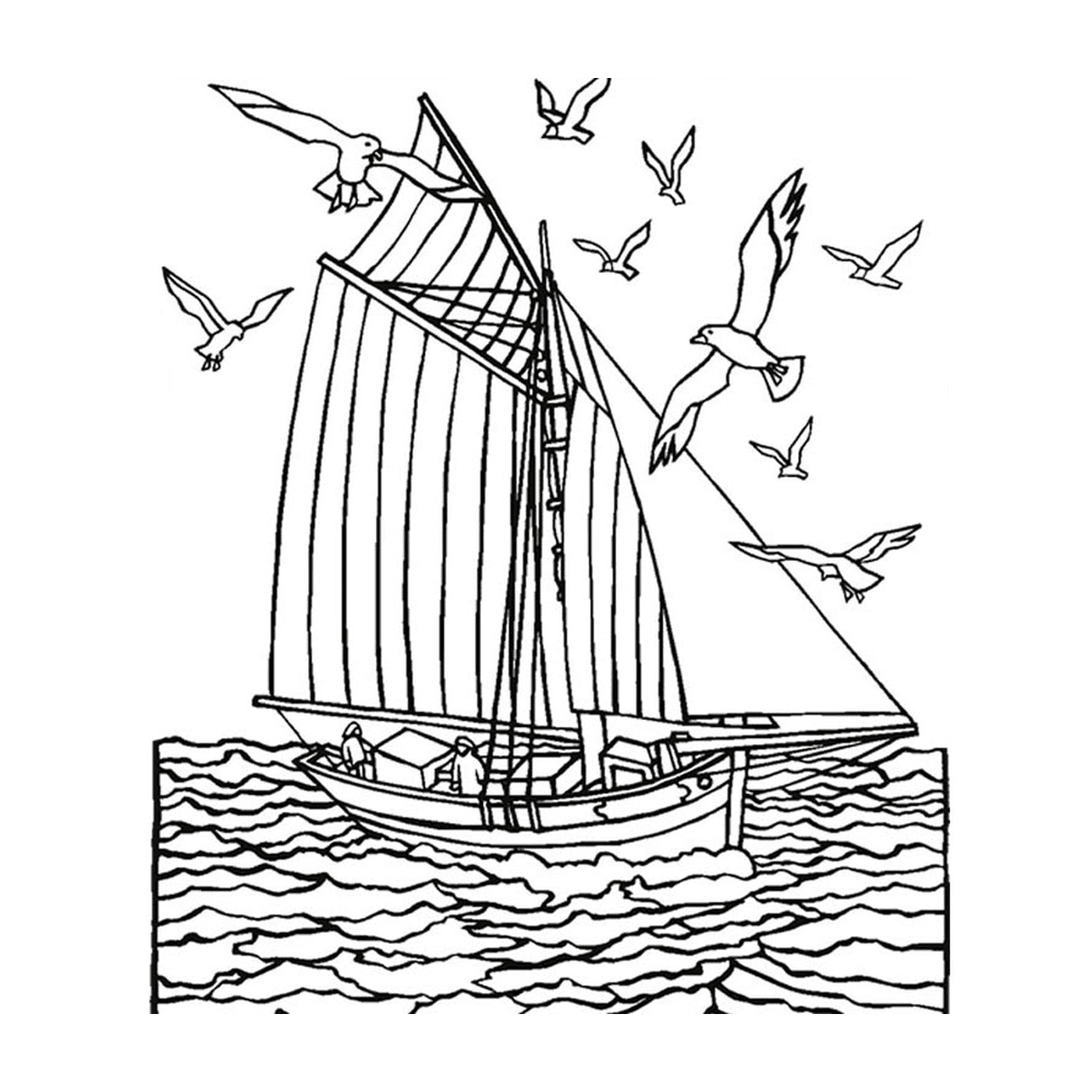  O mar com um veleiro 