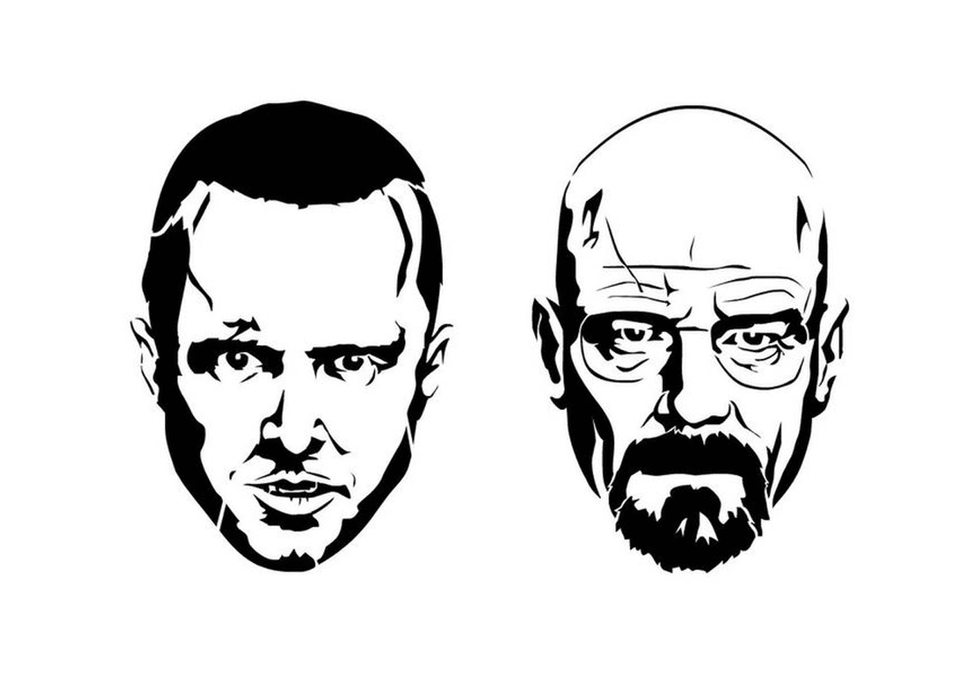  Duas imagens em preto e branco de Walter White e Jesse Pinkman de Breaking Bad 