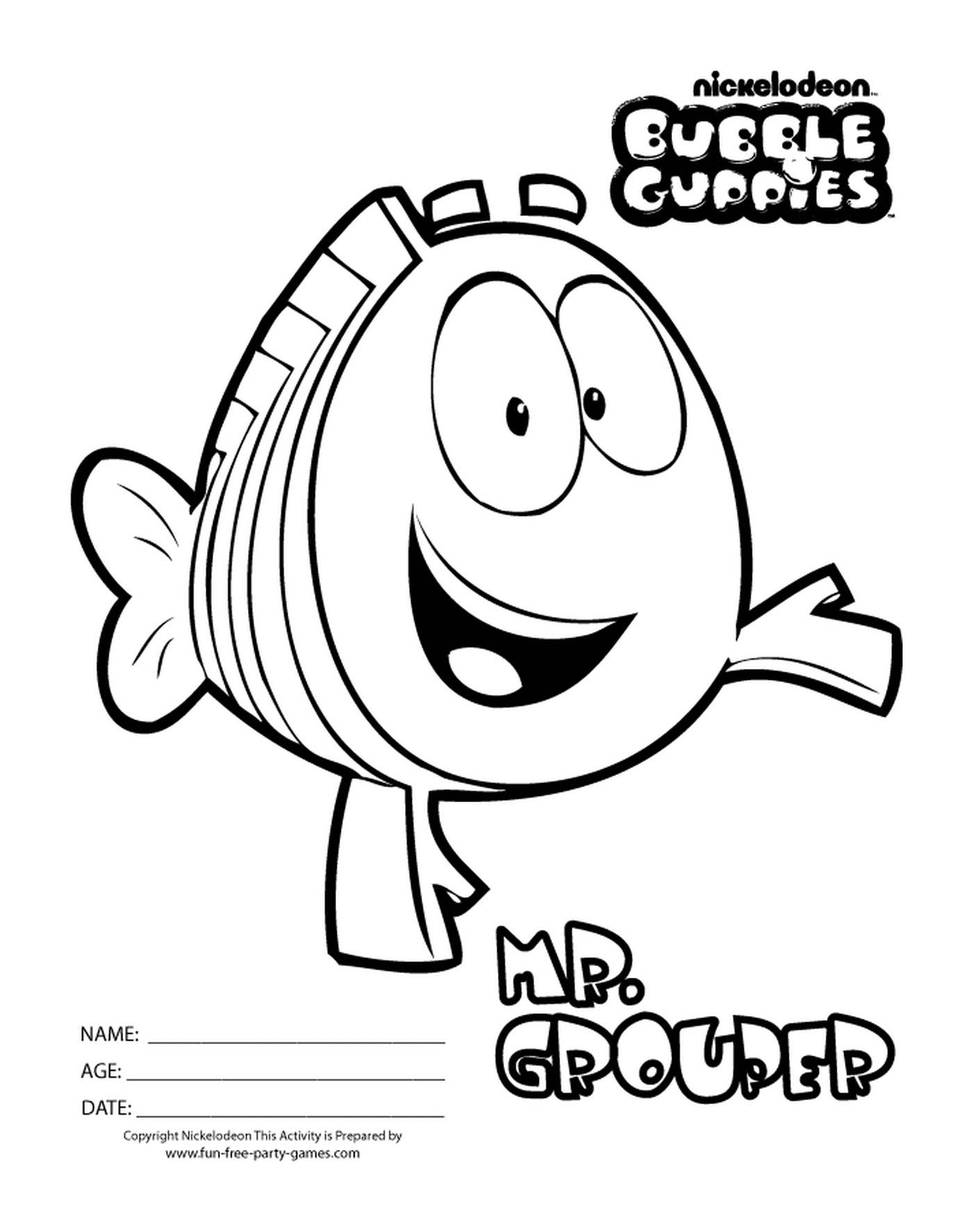  Grouper des Bubble Guppies, um peixe animado 