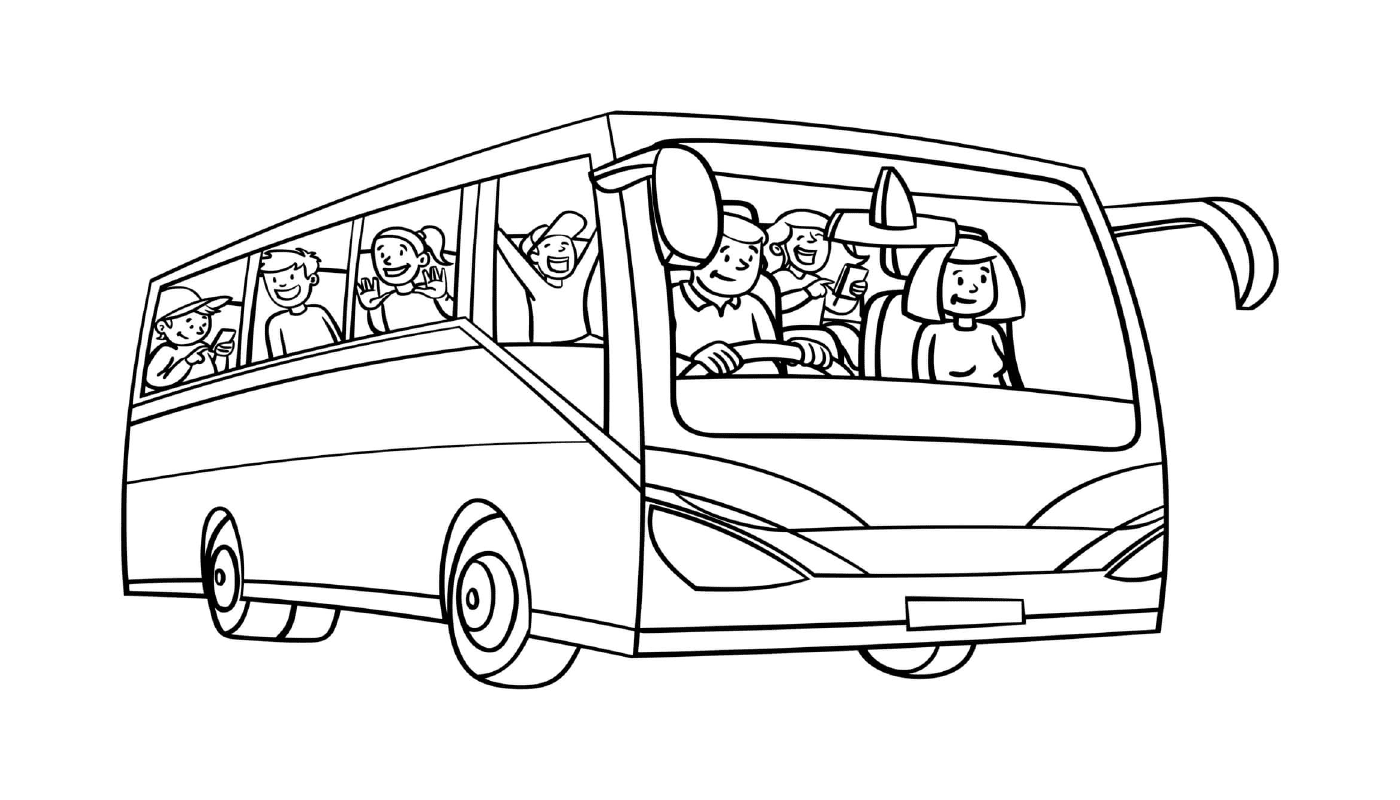  Um grupo de pessoas que viajam de ônibus 