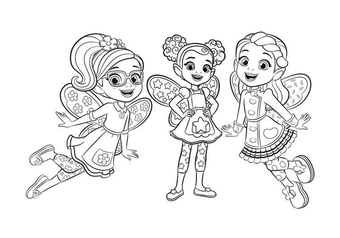  As princesas das fadas Butterbean, Dazzle e Poppy 