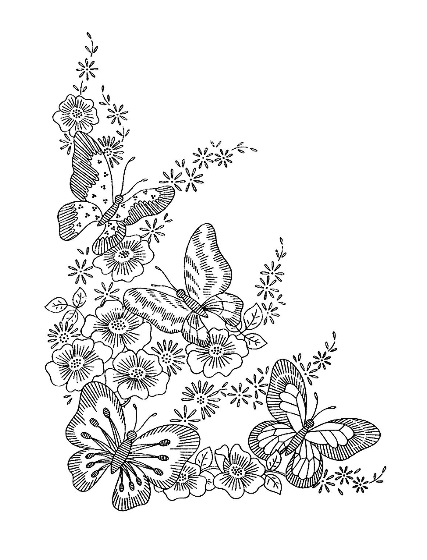  蝴蝶和美丽的花朵 