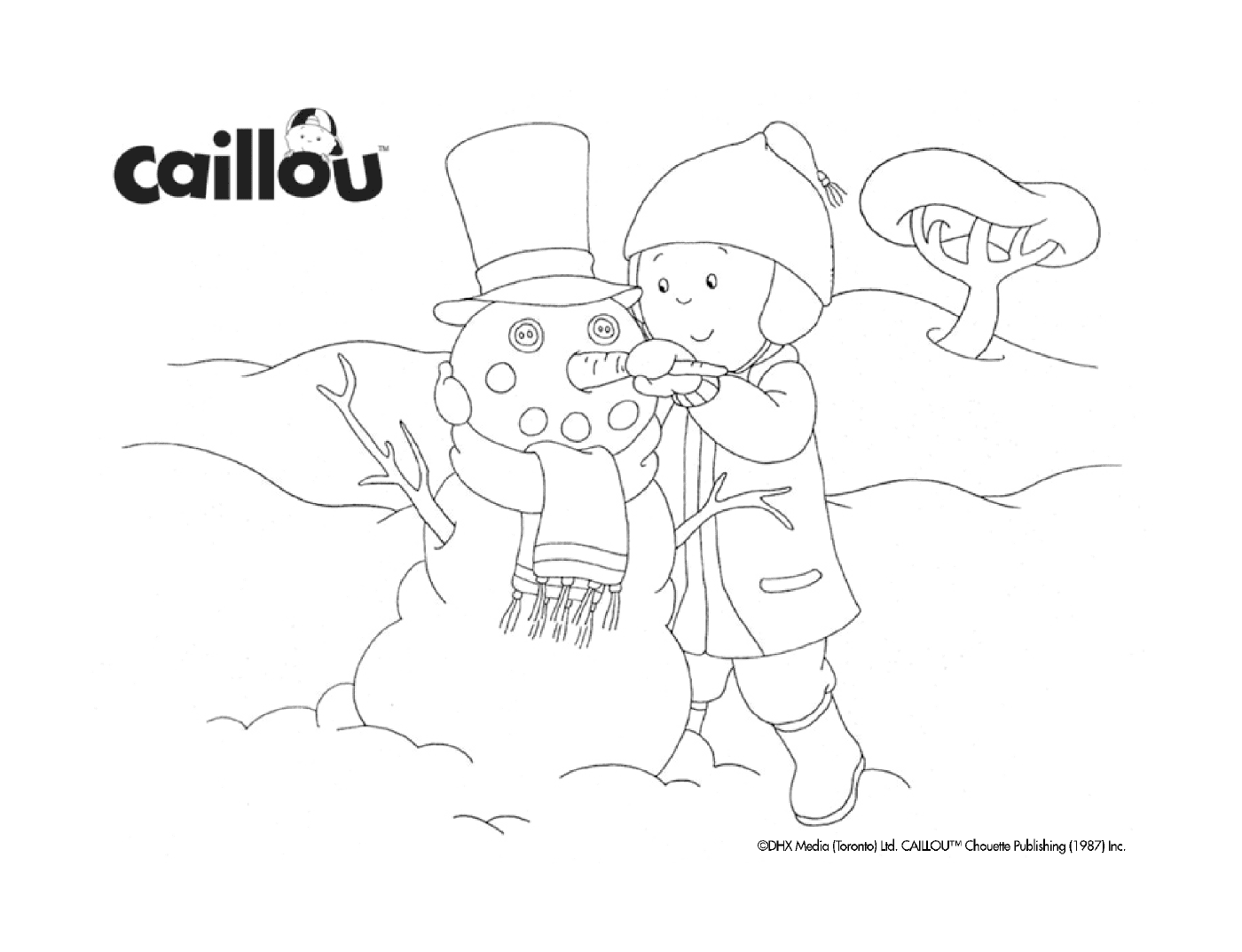  Construção de um boneco de neve por Caillou 