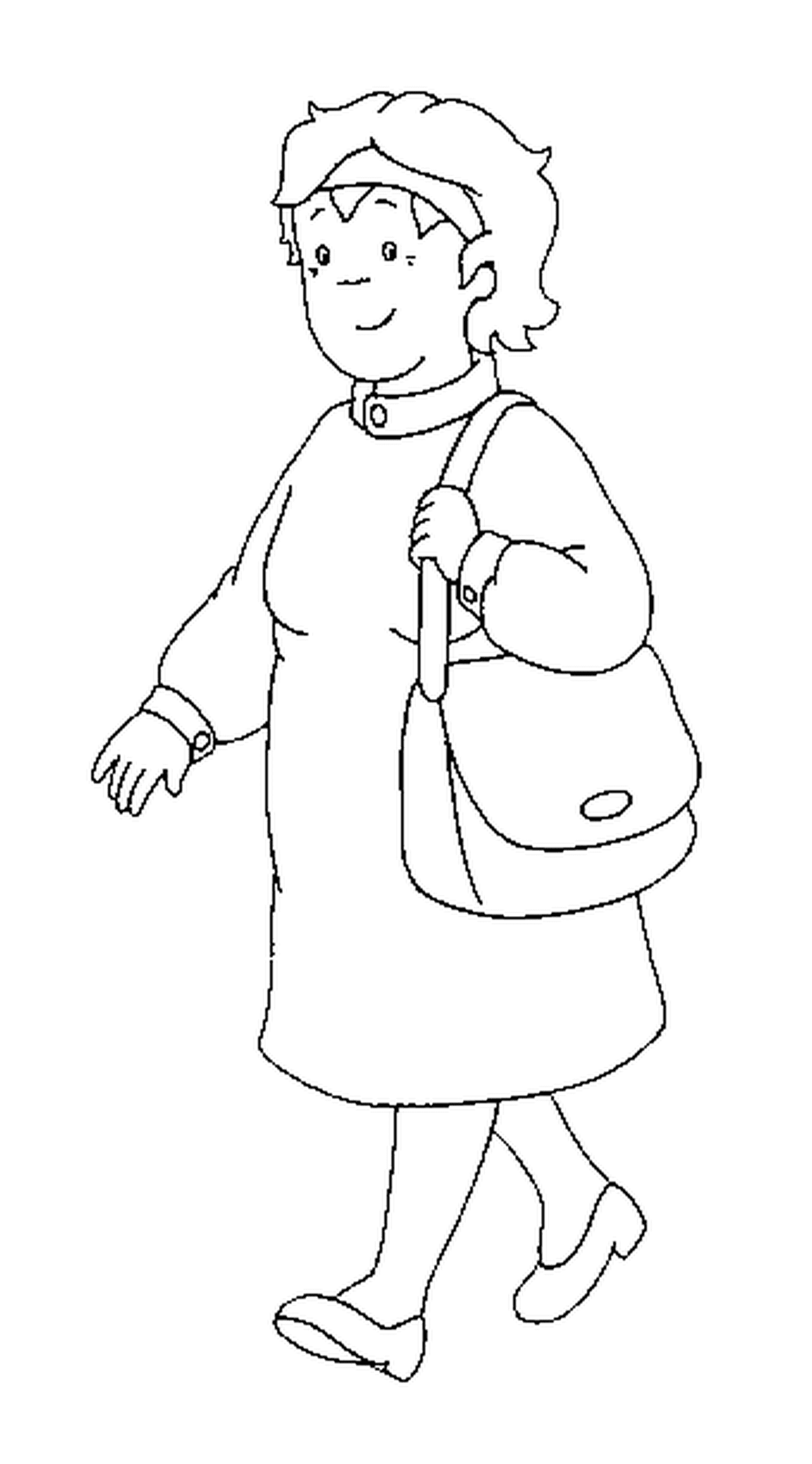  A avó de Caillou com uma bolsa 