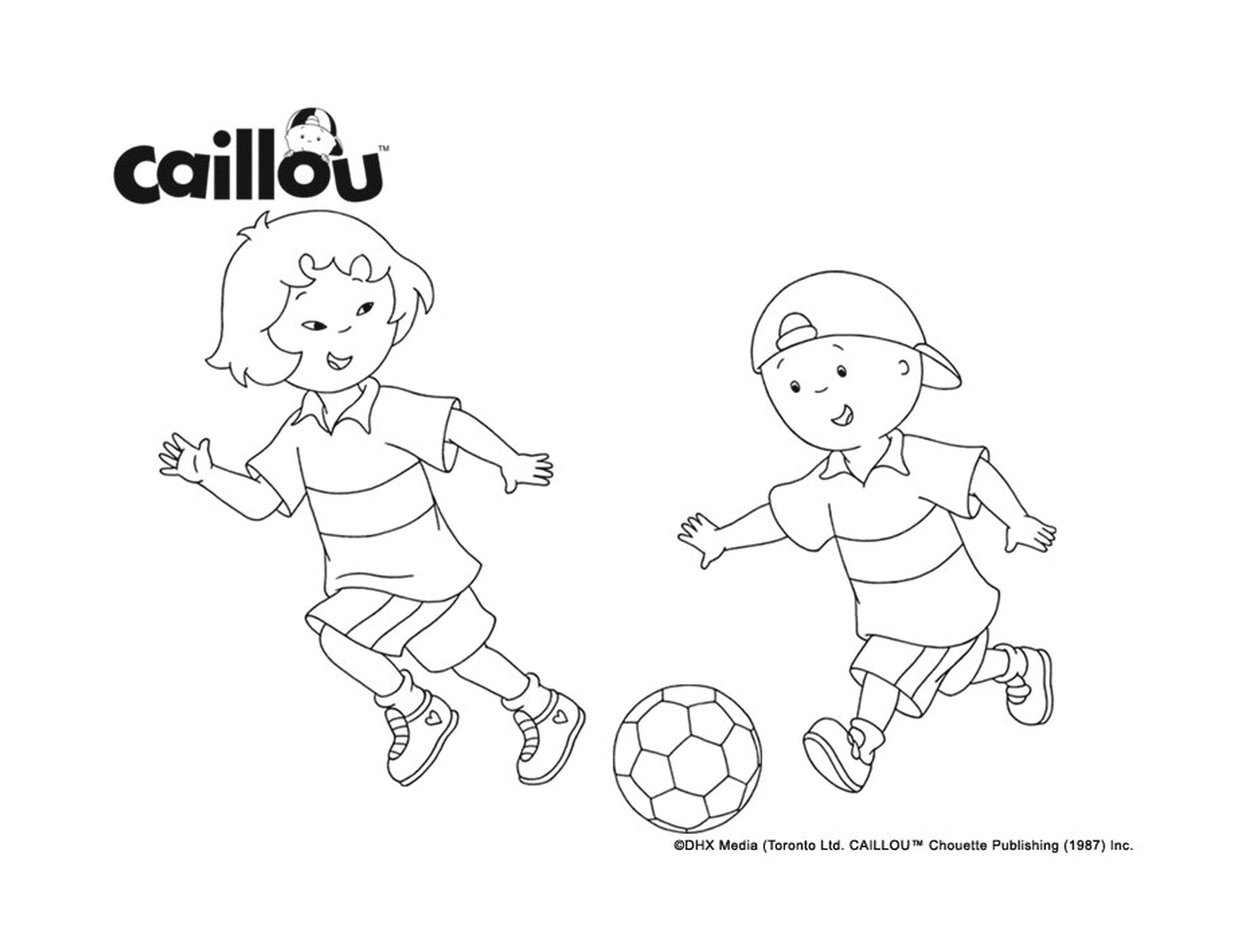  Caillou e Sarah jogam futebol para se prepararem para a Copa do Mundo da FIFA 