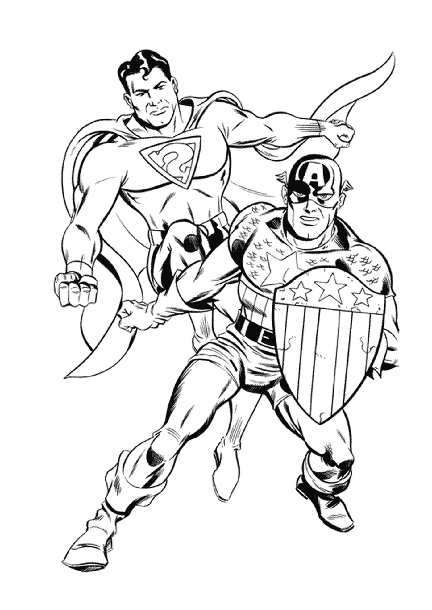  Imagem de dois super-heróis, coloração do Capitão América 35 