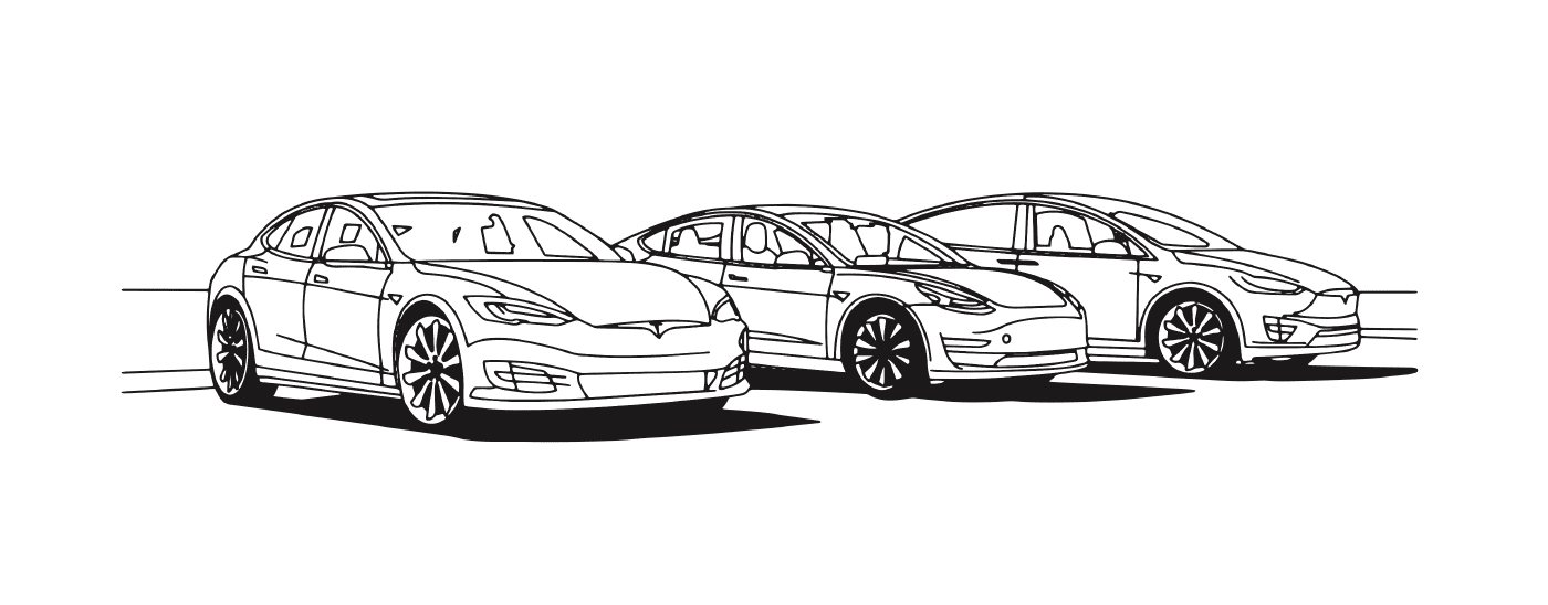 Três veículos Tesla online