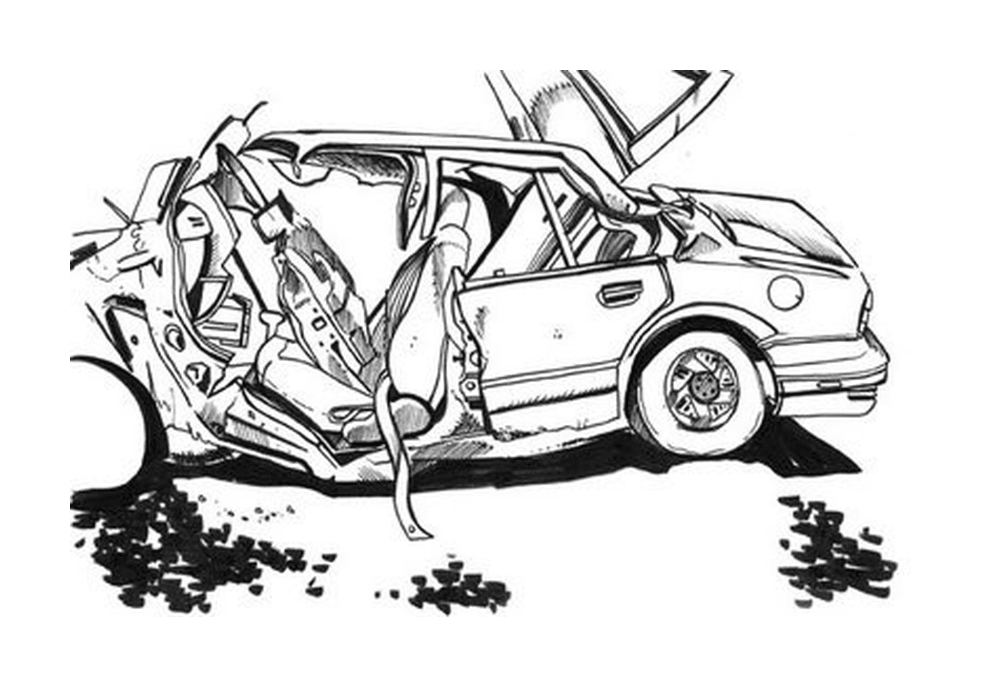  दुर्घटनाल कार छवि, कार को नष्ट कर दिया 