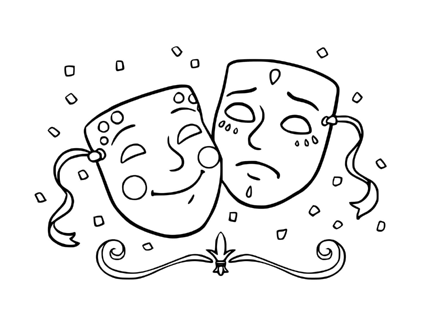  两个悲伤快乐的狂欢节面具 