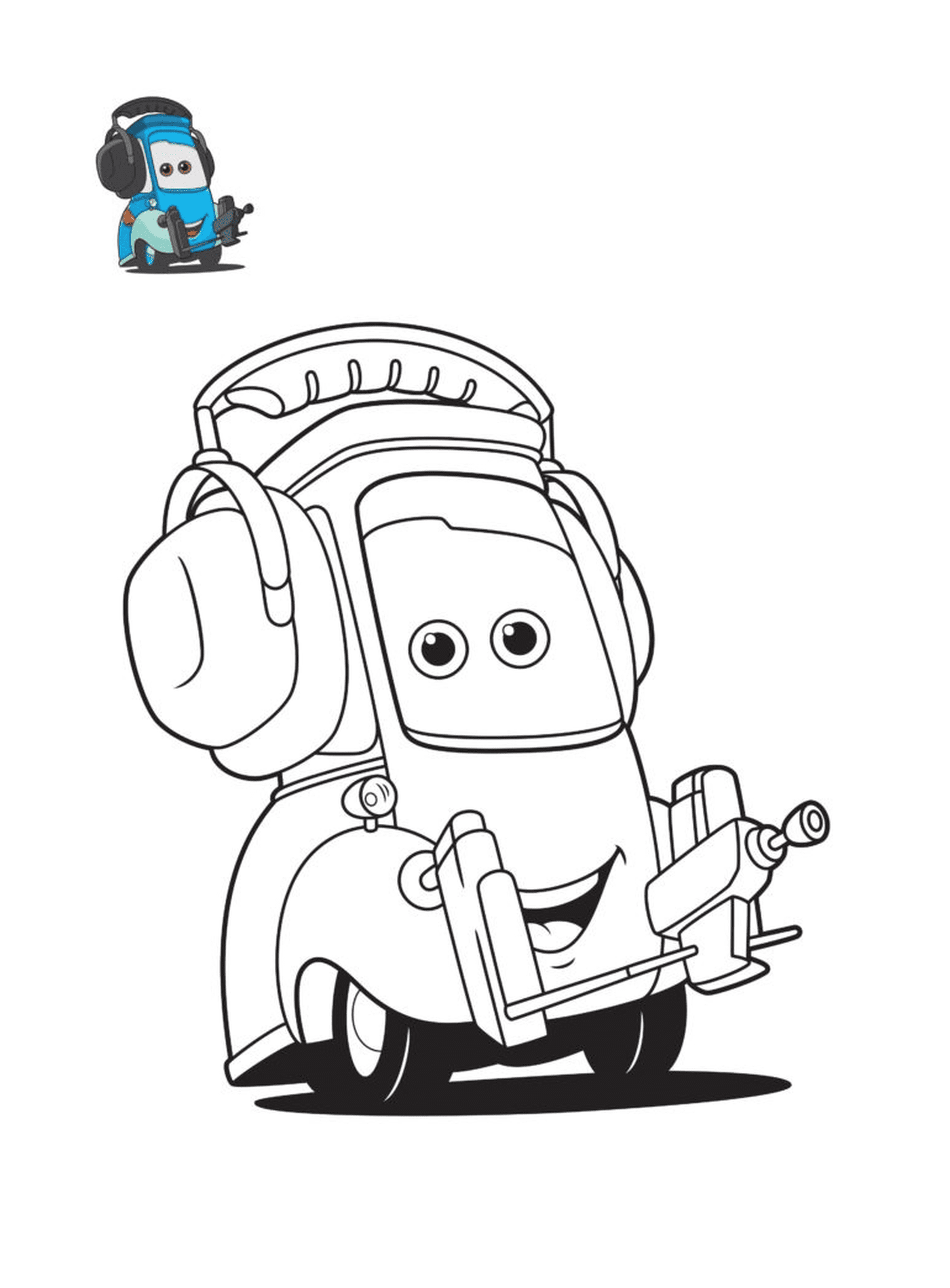  Carros 3, Guido, personagem do filme Carros, um carro com fones de ouvido 