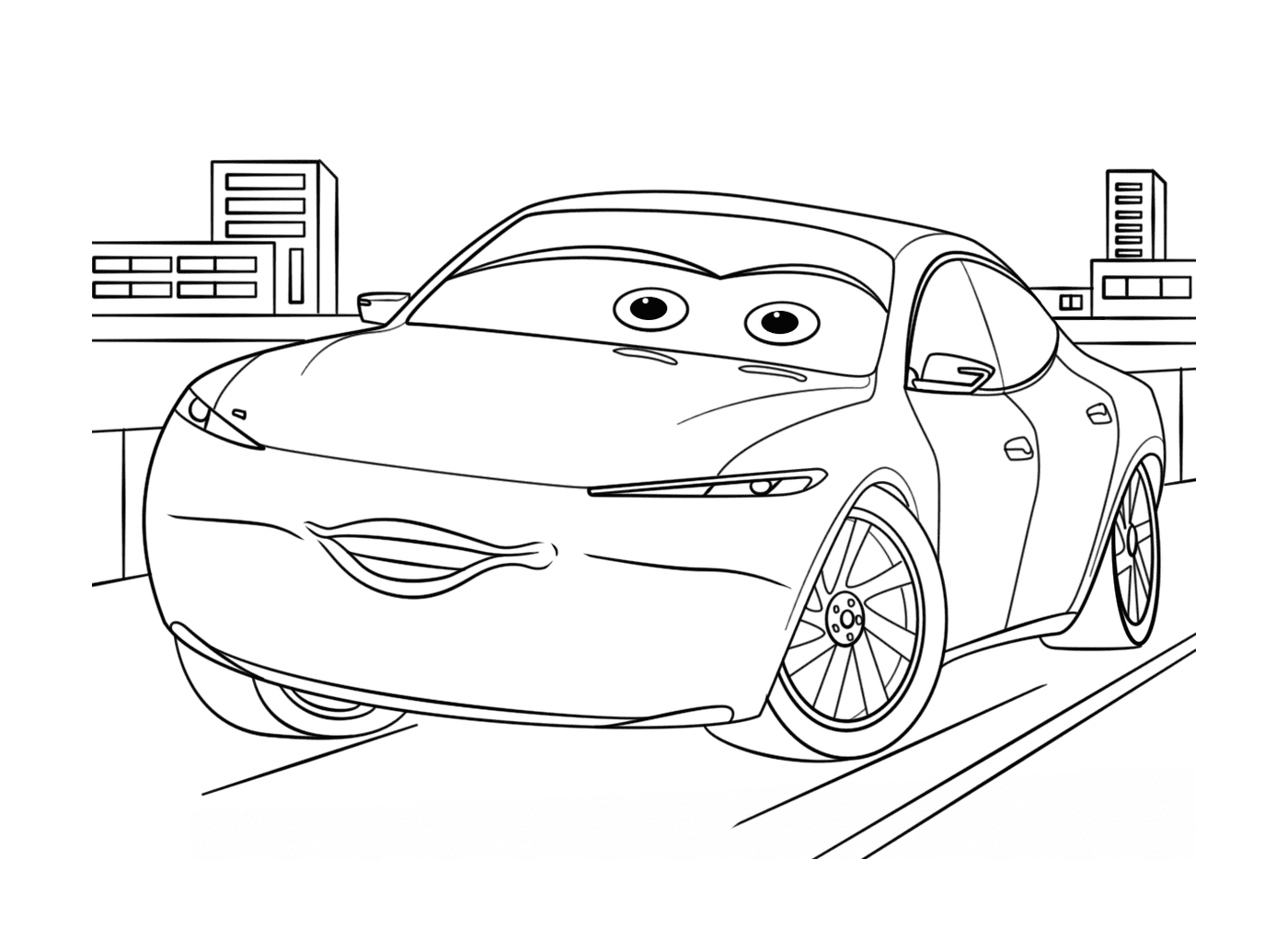  Um carro com olhos desenhados sobre ele 