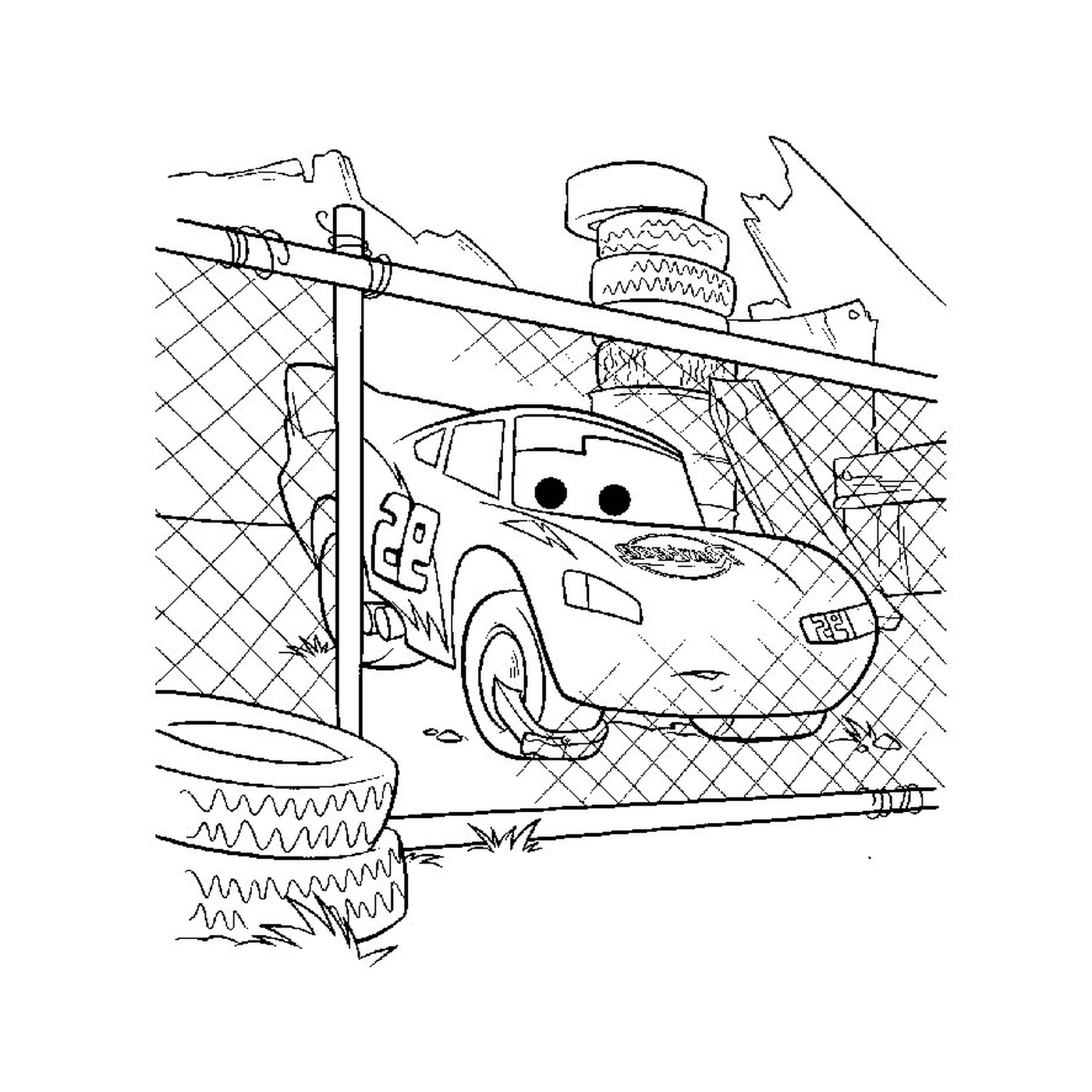  围栏区域内的一辆汽车 