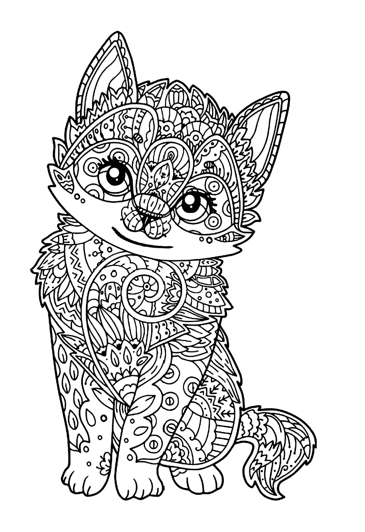  Um gatinho bonito adulto mandala 