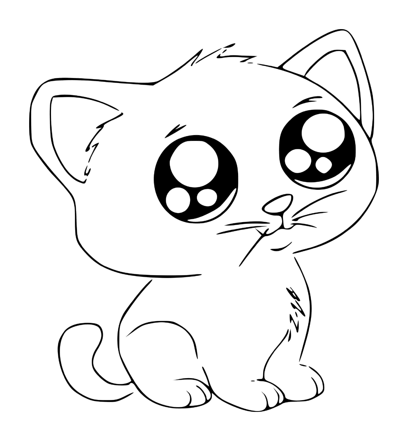 Um gato bonito mangá kawaii 