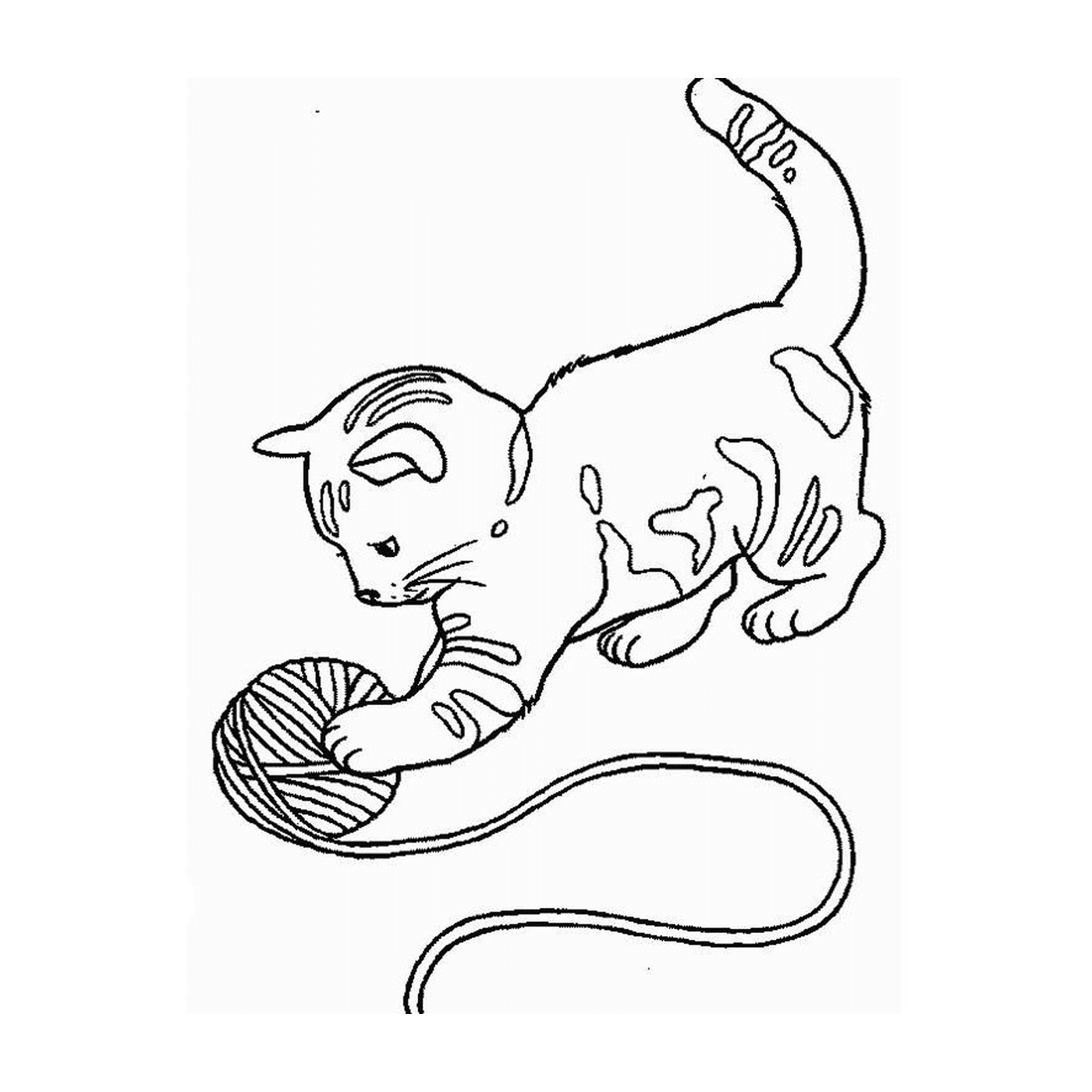  Um gatinho brincando com uma bola 