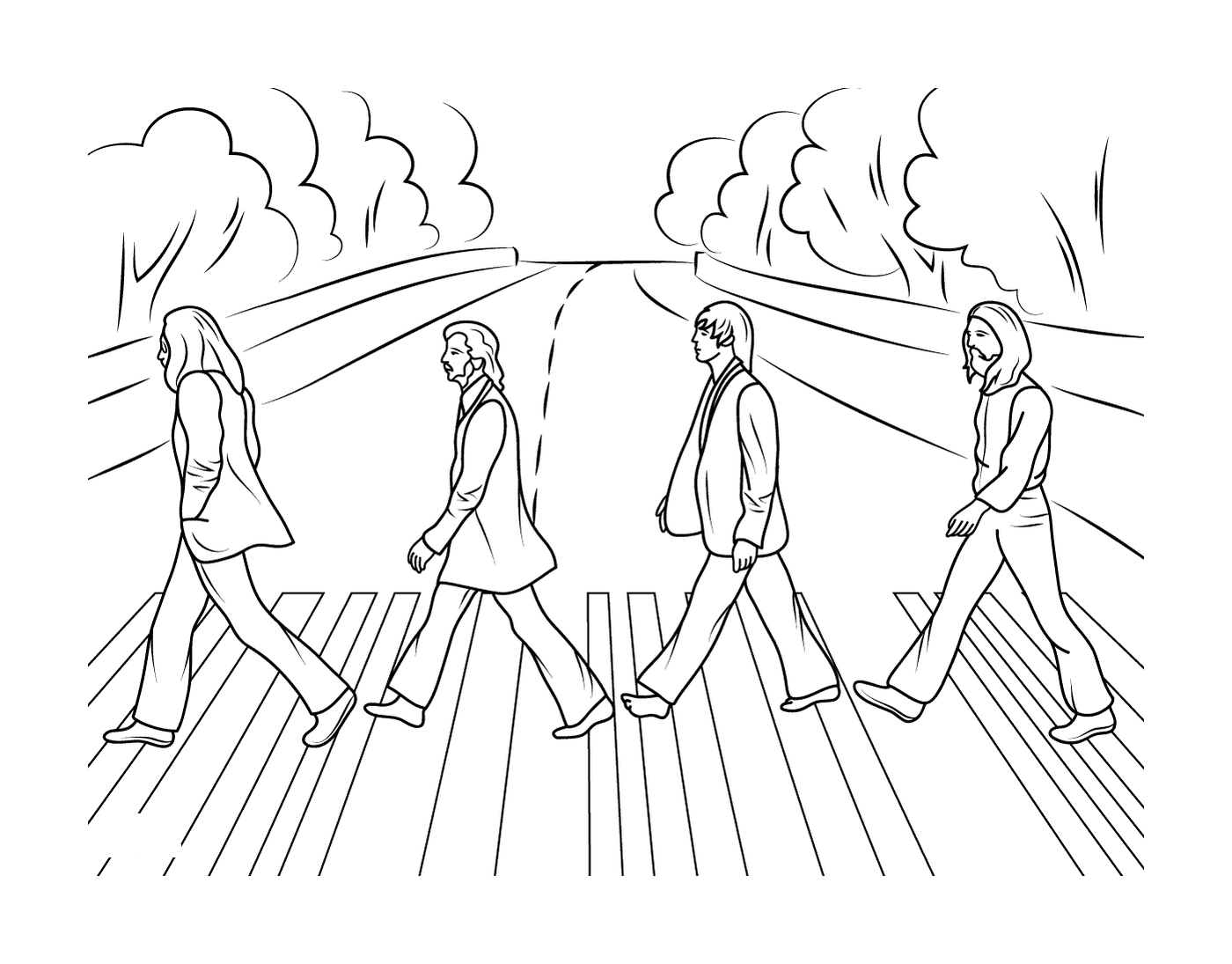  Um grupo de pessoas atravessando uma rua 