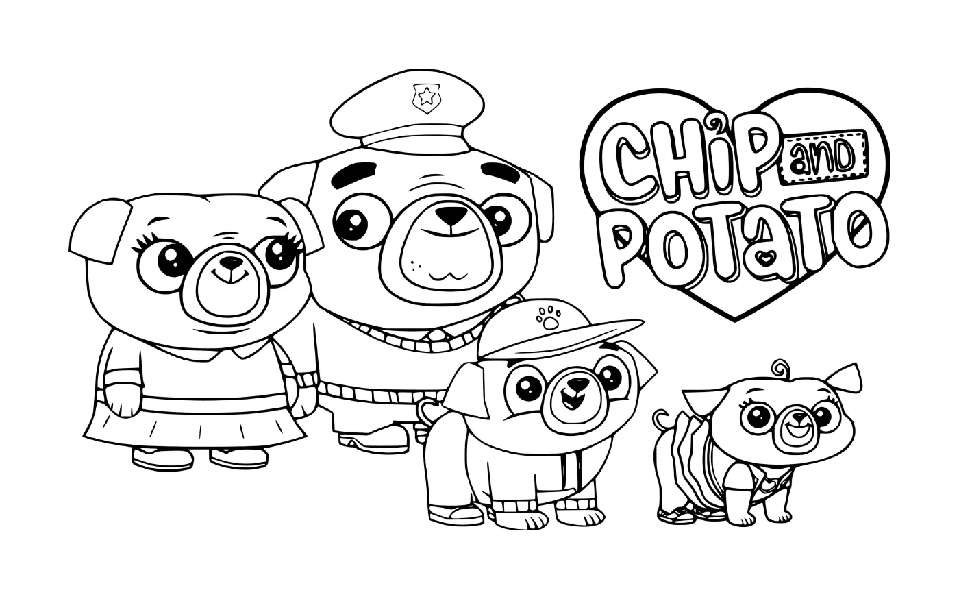  família Pug Chip Pug 