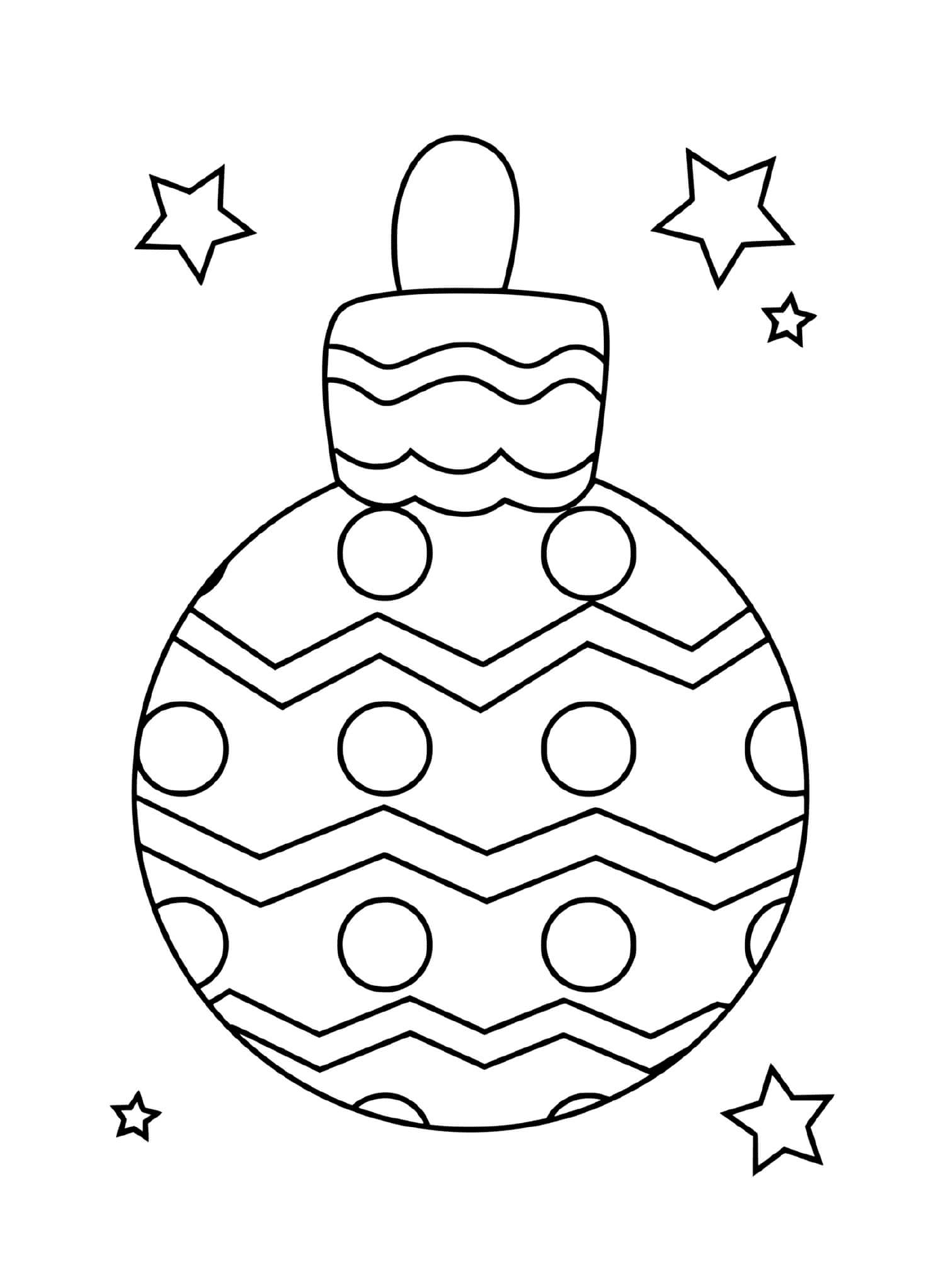  Uma simples bola de Natal com círculos e ziguezagues 