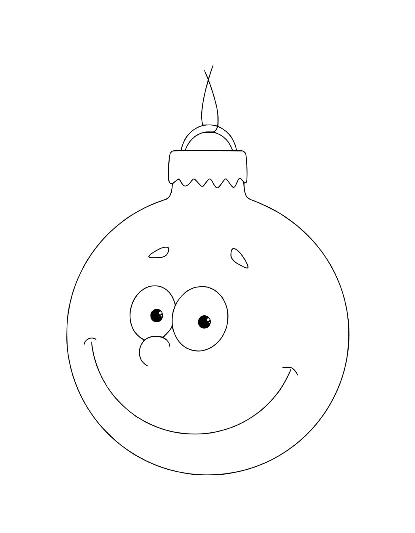  Uma bola de Natal com olhos e um sorriso 