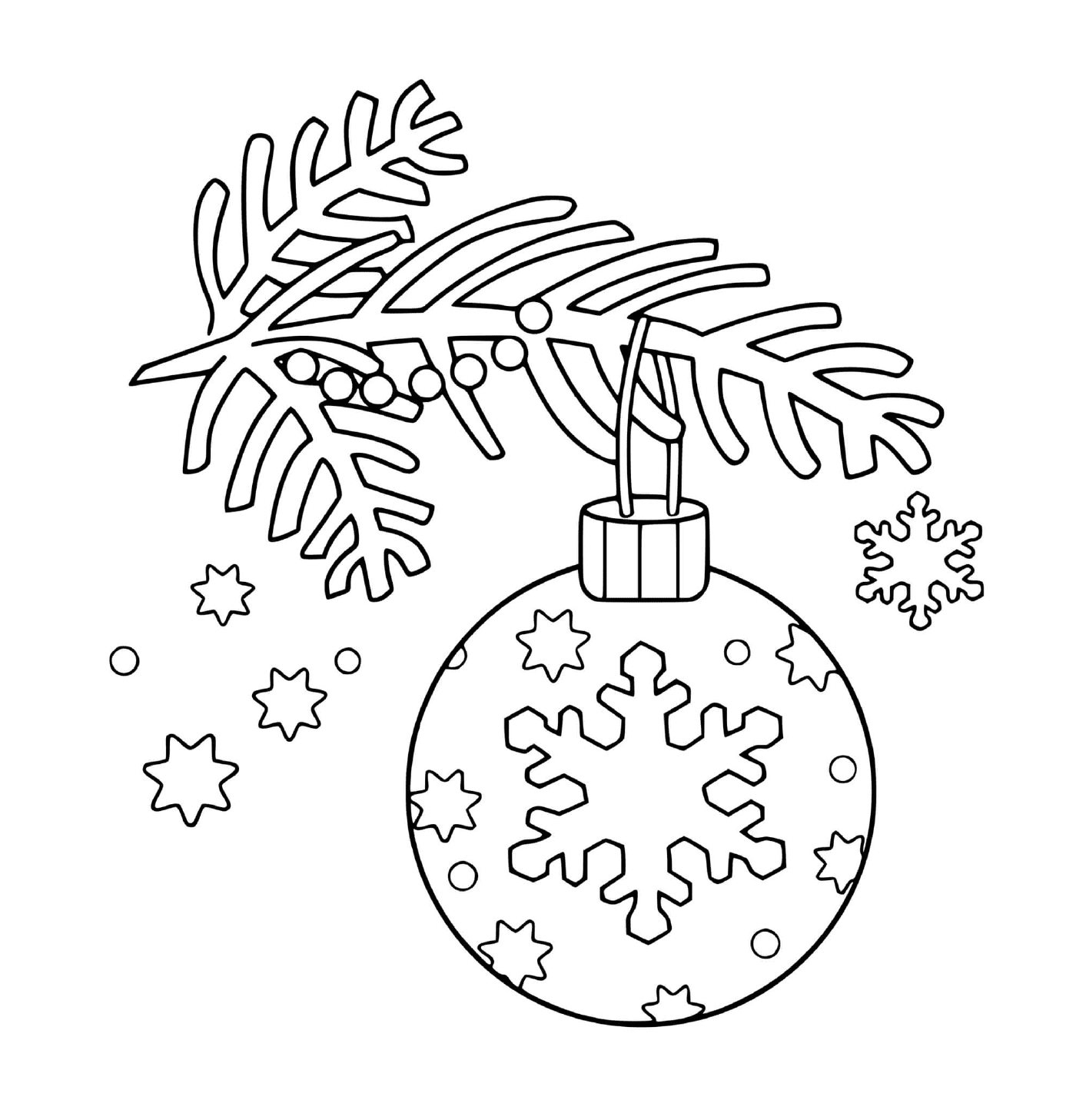  एक क्रिसमस गेंद पेड़ पर लटका हुआ है 