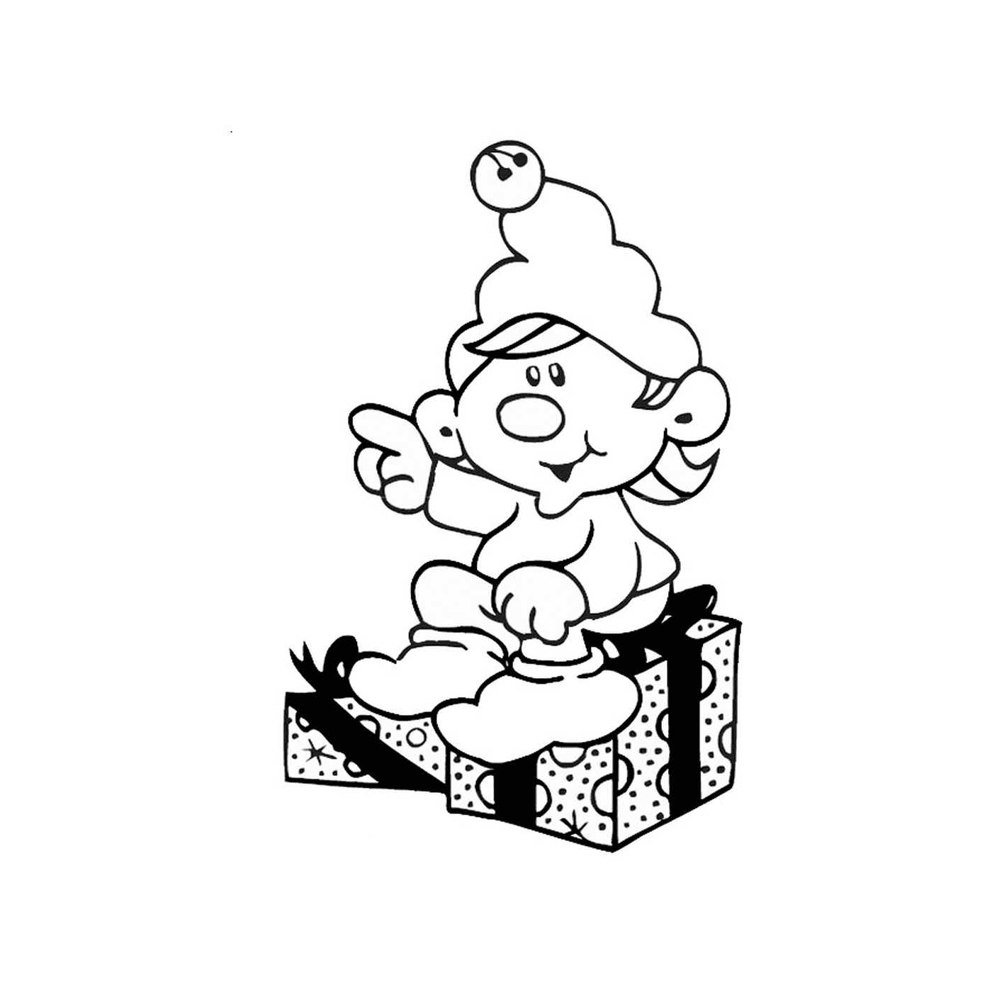  Baby elf presente sentado 