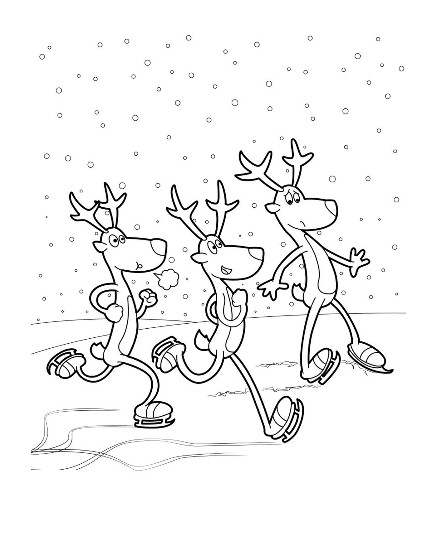  三头圣诞驯鹿, 丹雪、 福林、 彗星 