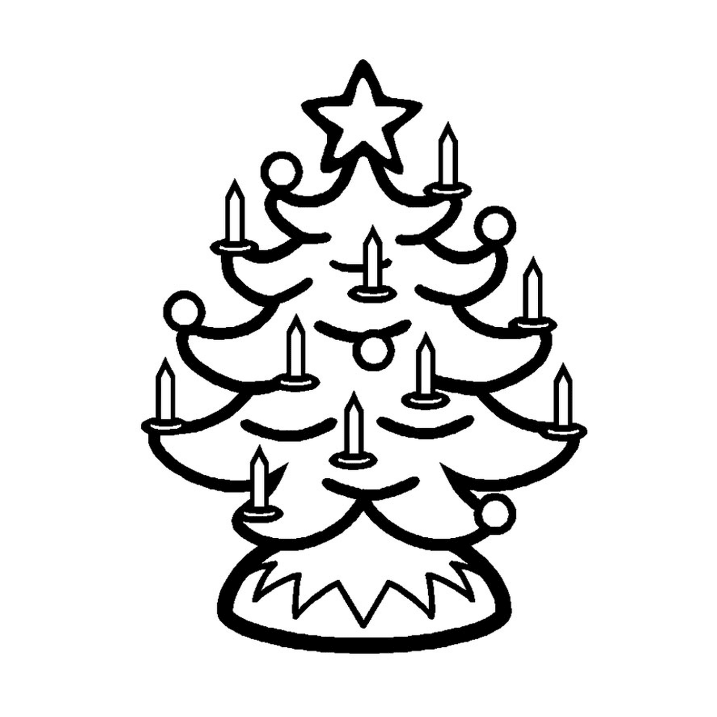  在线圣诞树和蜡烛 