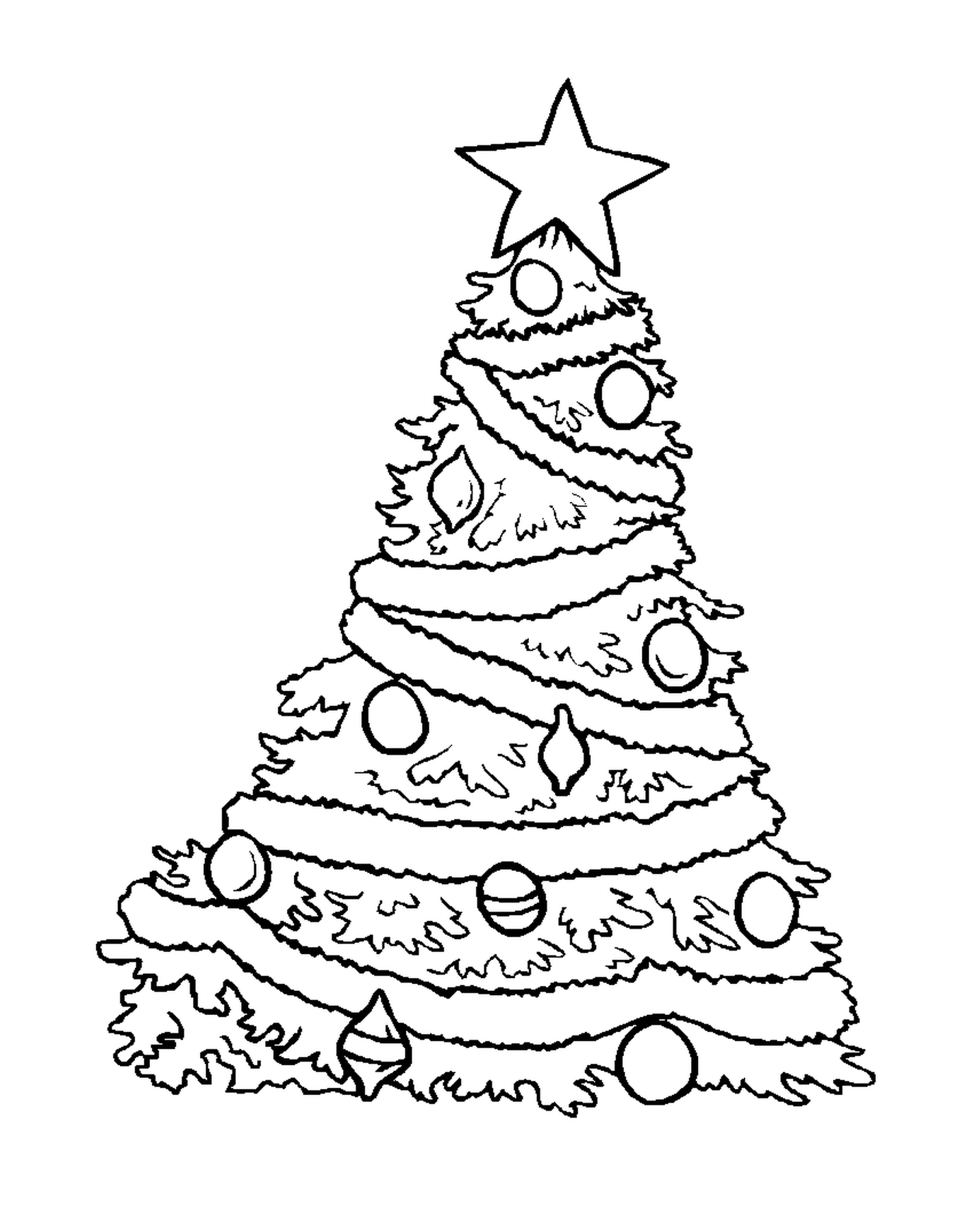  Uma árvore de Natal decorada com ornamentos 