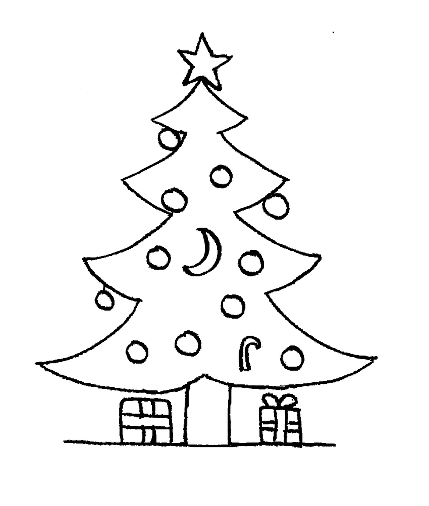  Uma árvore de Natal com presentes no andar de cima 