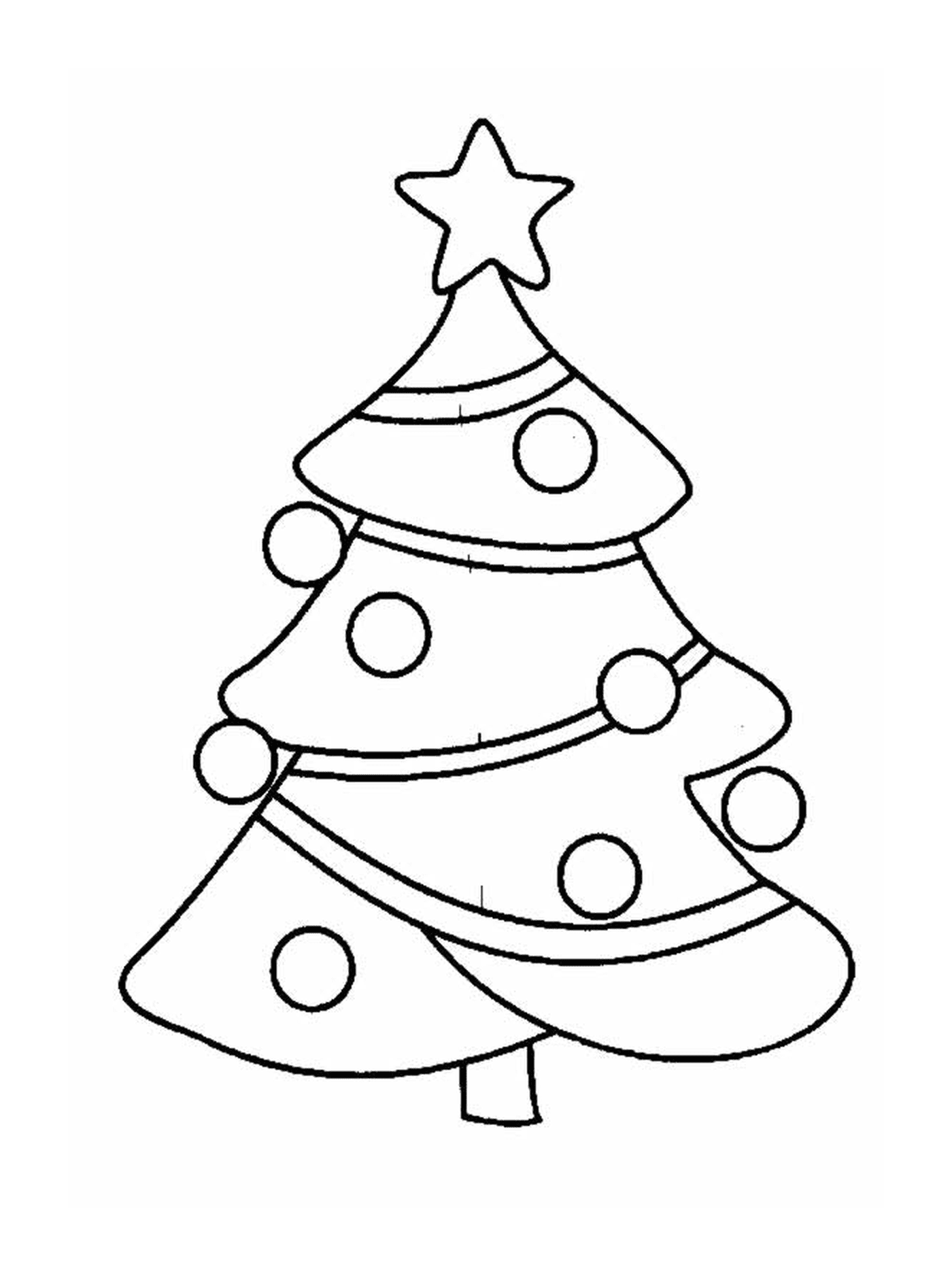  एक क्रिसमस का पेड़ जो ऊपर से सजावटों से बना है 