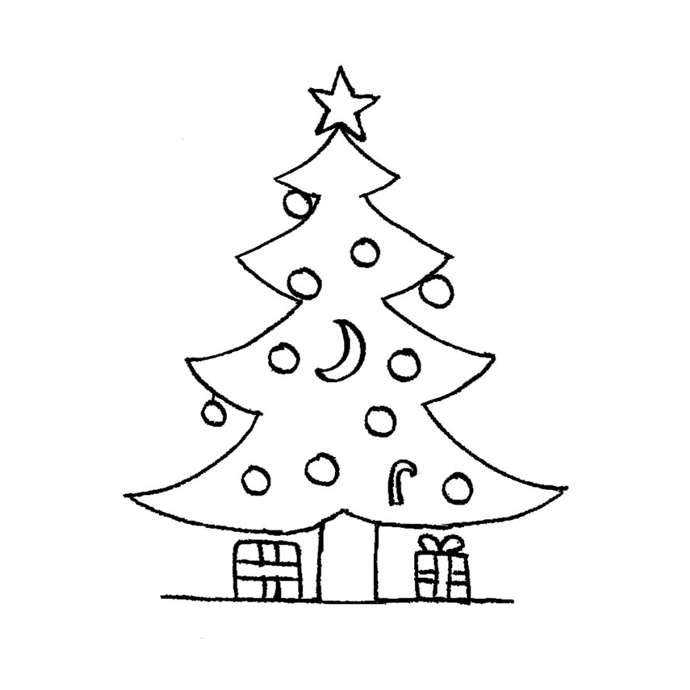  Uma árvore de Natal com presentes 