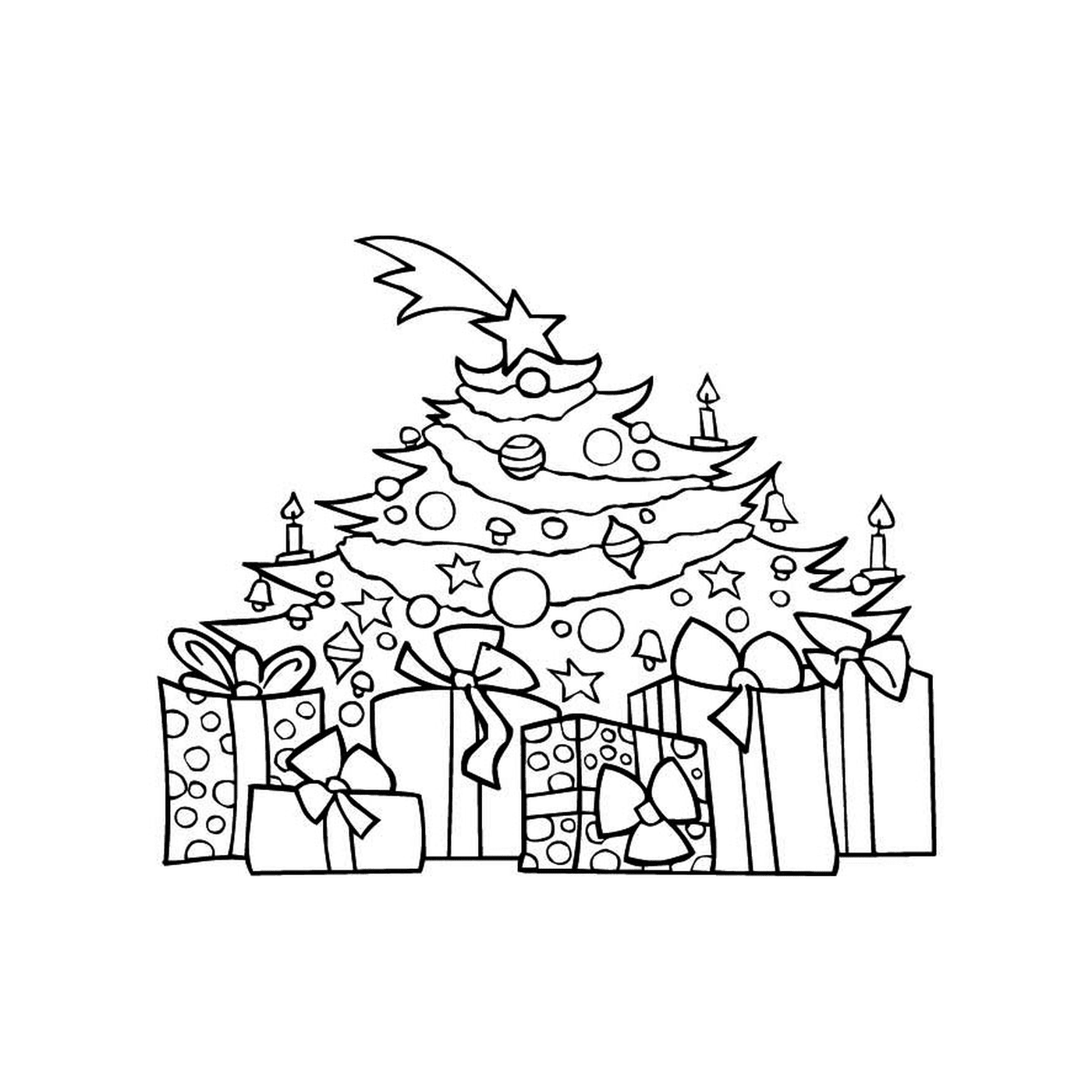  एक क्रिसमस का पेड़ जिसमें तोहफे दिए जाते हैं 