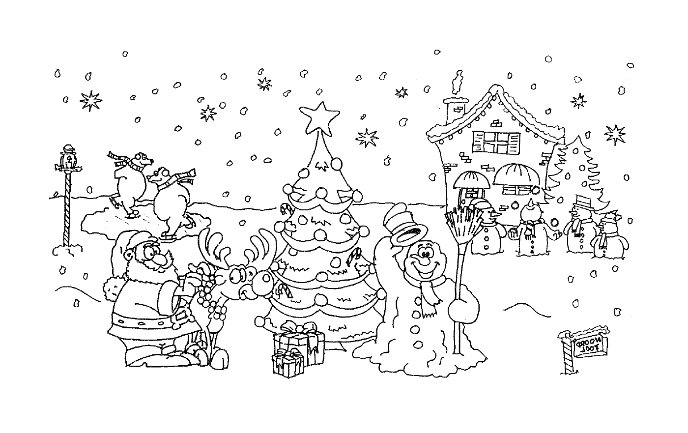  圣诞节风景与雪人 