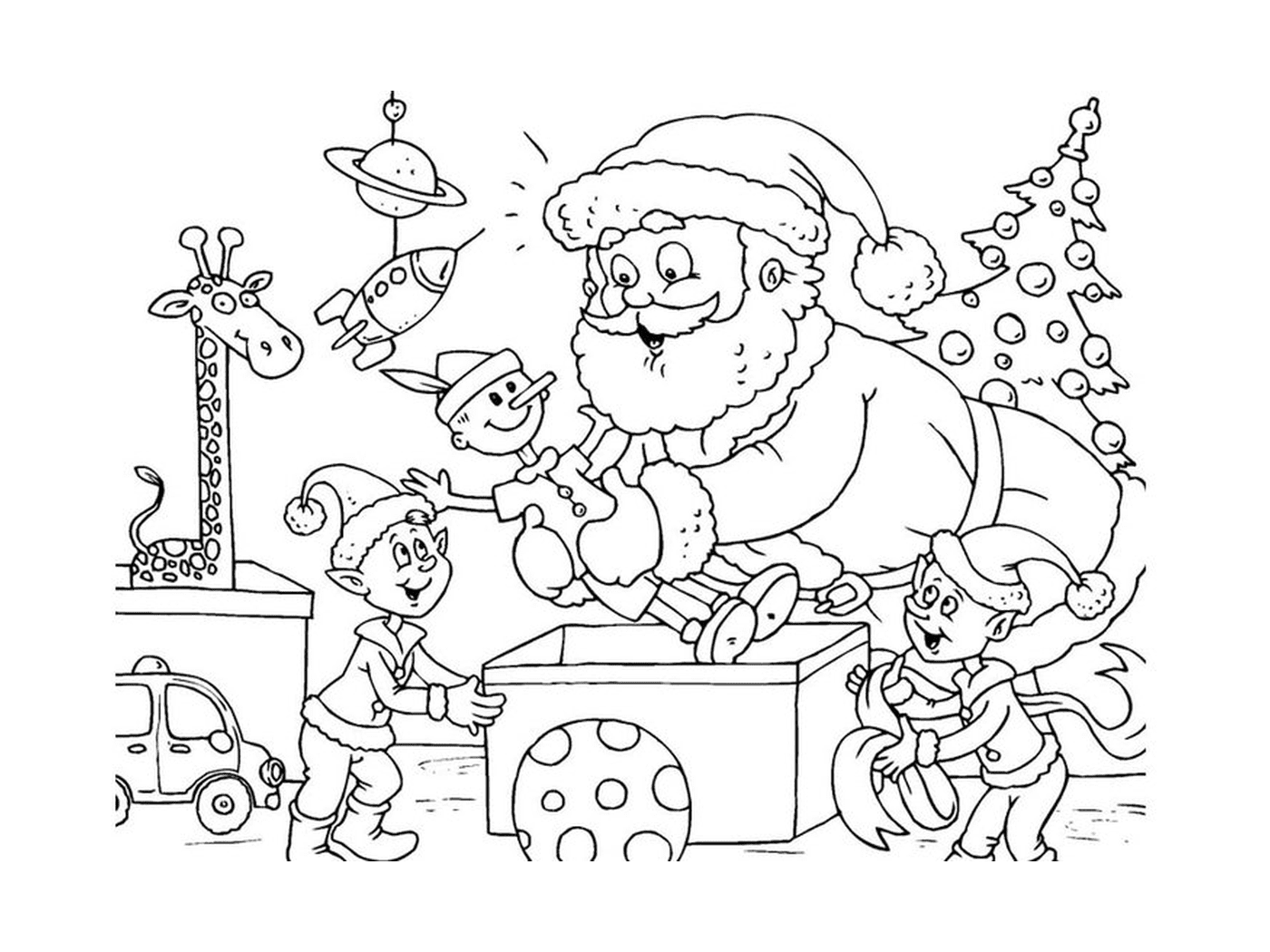  Papai Noel e Lutins com presentes 