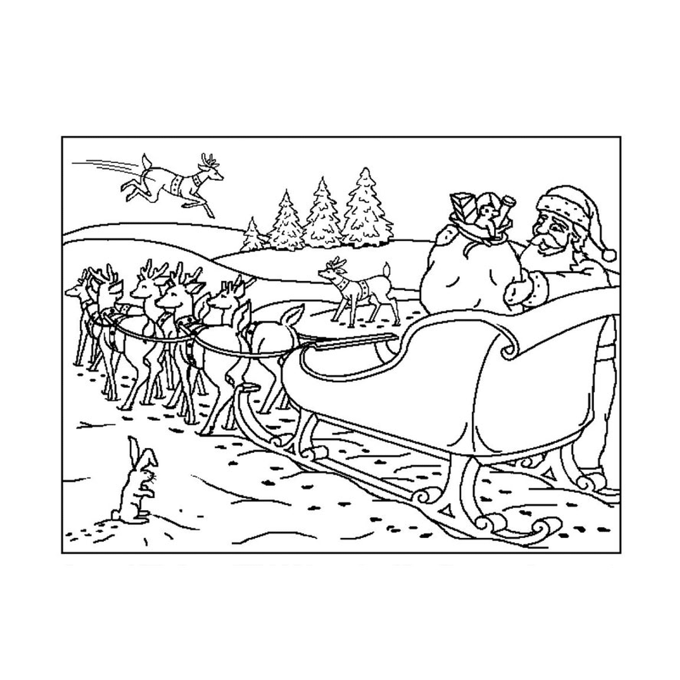  圣诞老人在雪橇里 