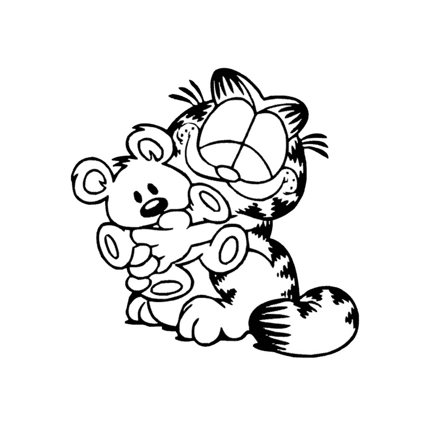  Garfield segurando um ursinho de pelú 